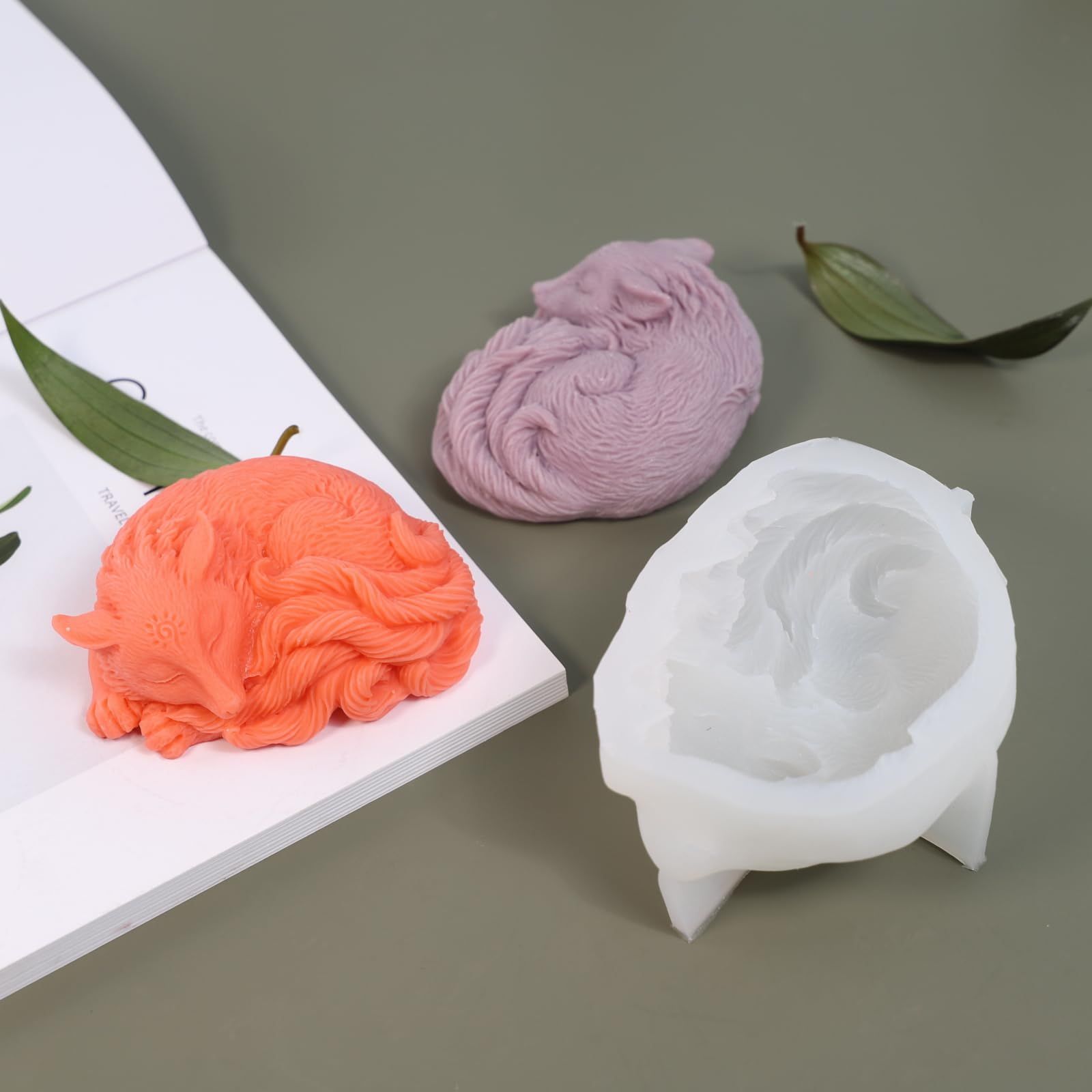 Fox Mold Sleep Fox Candle Mold Animal Mold Fox Resin Casting Mold Resin Making Molds Silicone Mold for Candle Home Decorate Mold — image 2