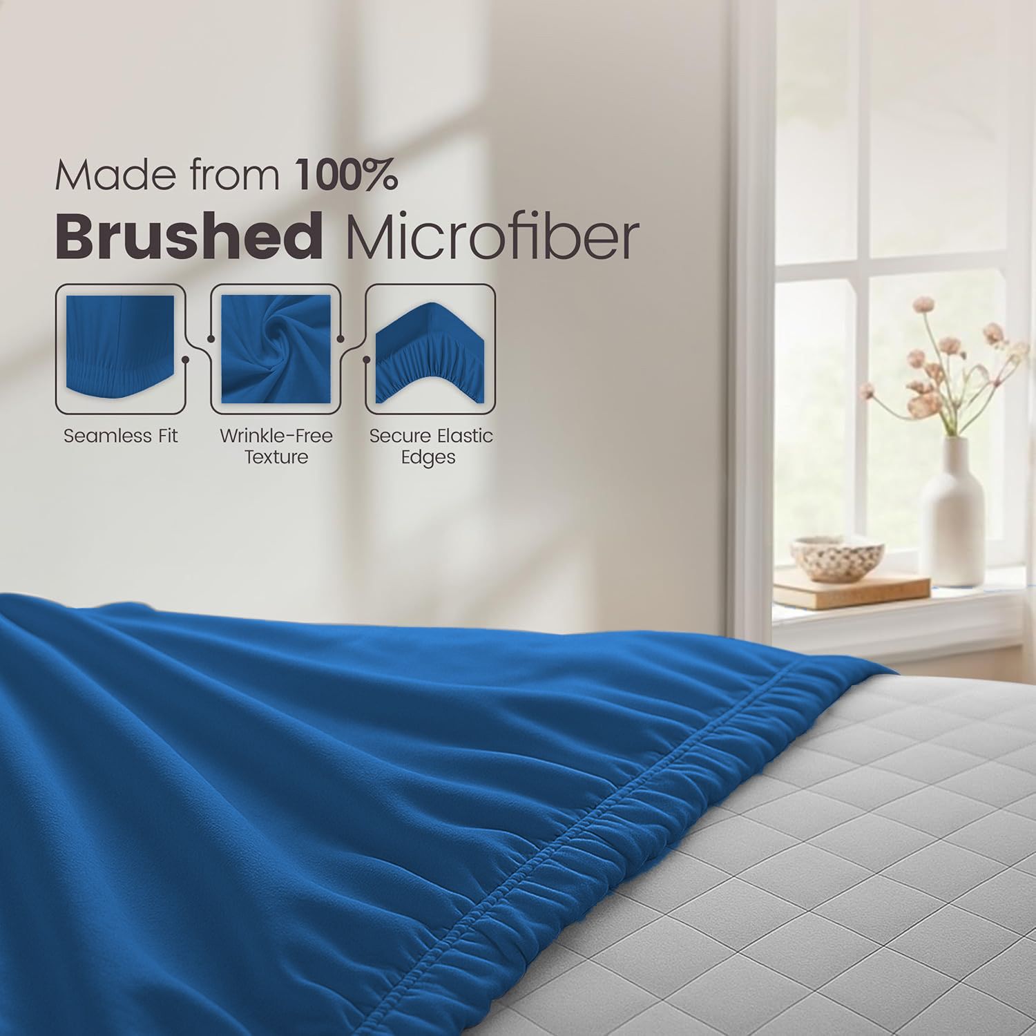 Hotel Quality Fitted Sheet - 1 Piece Fitted Sheet -Breathable Bedding - Wrinkle, Fade, Stain Resistant- 16inch/40cm Deep Pocket Fitted Bed — image 5