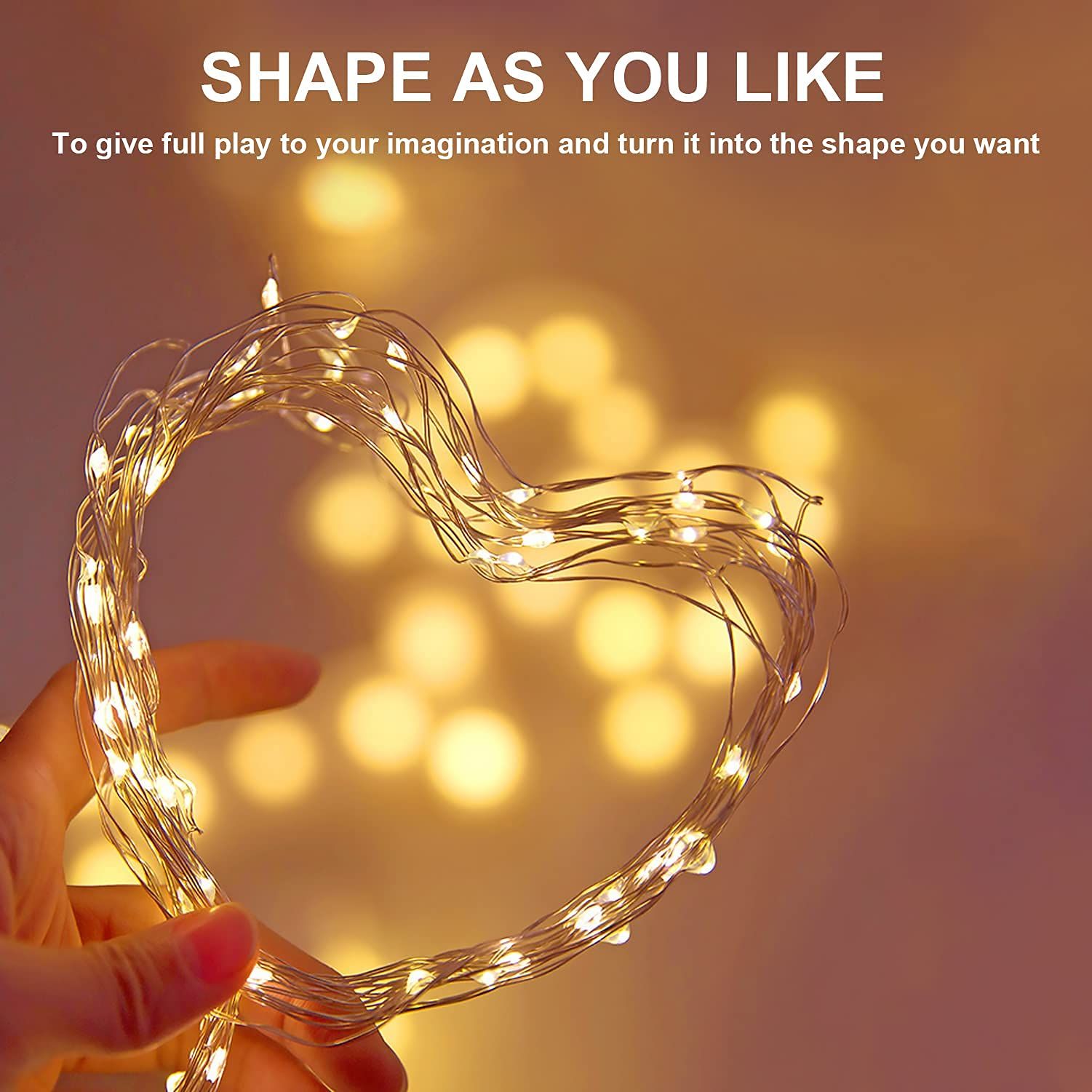 LED Fairy Light USB Powered String Light Waterproof Copper Wire 16 feet 50 LED Firefly Star Moon Light DIY Wedding Party — image 3