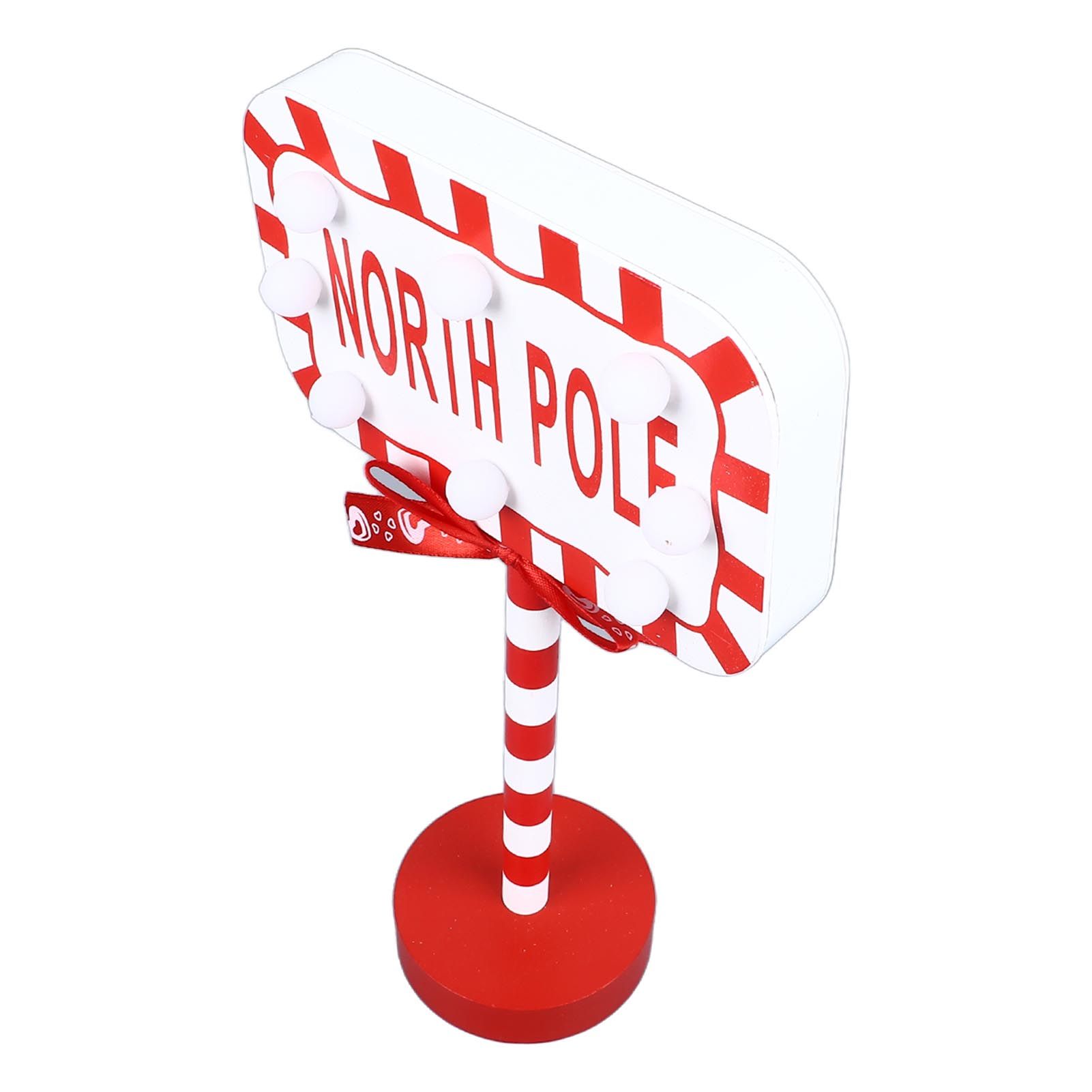 Christmas Stop Here Decor Metal Solid Wood LED Delicate Santa Stop Here Tree Topper for Christmas Party Rectangle 15.8x8x28.5cm โ image 4