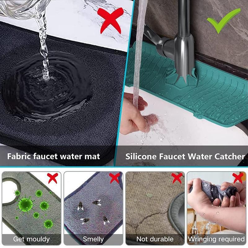L Size Silicone Faucet Mat Kitchen Protector Faucet Absorbent Mat Sink Splash Guard - Black โ image 5