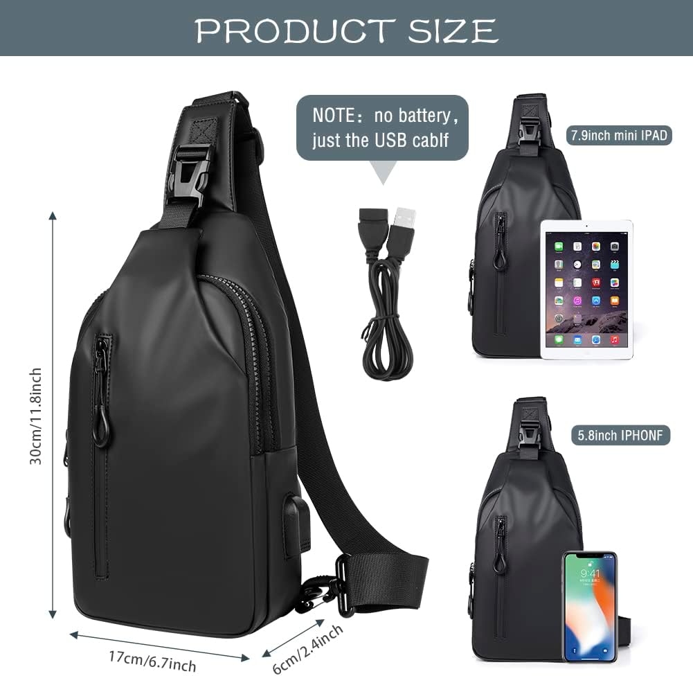 Small Crossbody Sling Backpack Casual Chest Daypack with USB Charger Port Waterproof Outdoor Chest Sling Bag Shoulder Chest Bag Daypack for Women & Men Perfect — image 6