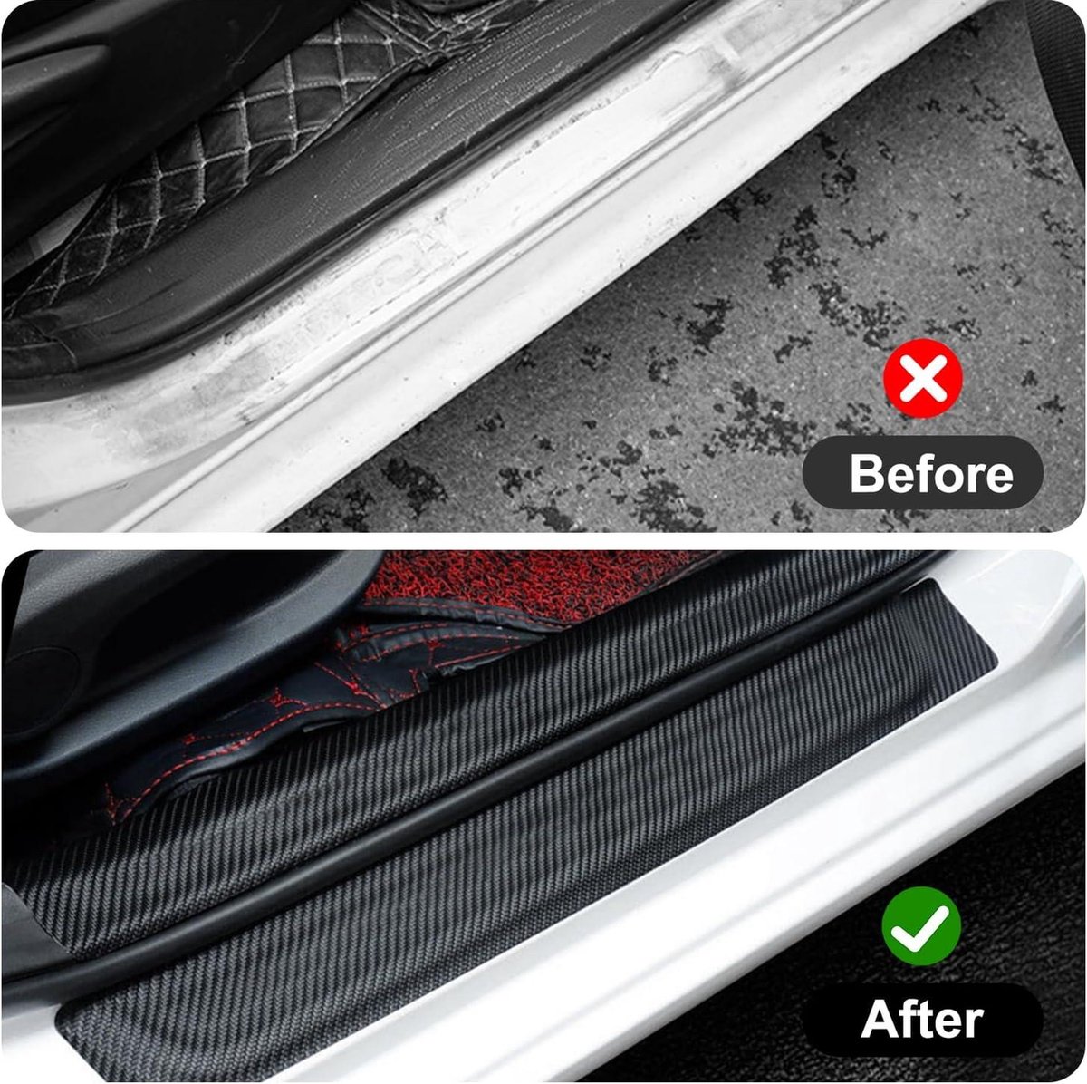 Car Door Sill Moldings - Set of 5, Universal Entry Moldings for SUVs, Anti-Scratch Stickers with Film — image 6