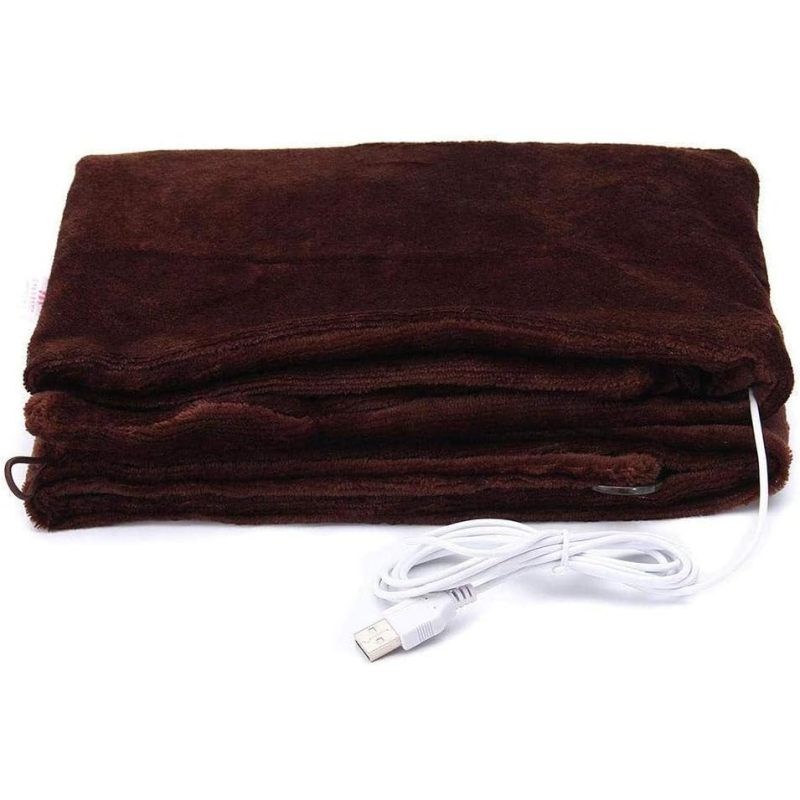 USB Heated Warm Fleece Shawl & Wrap Intelligent Electric Heating Blanket for Home， keep shoulders warm and cozy（Coffee） — image 4
