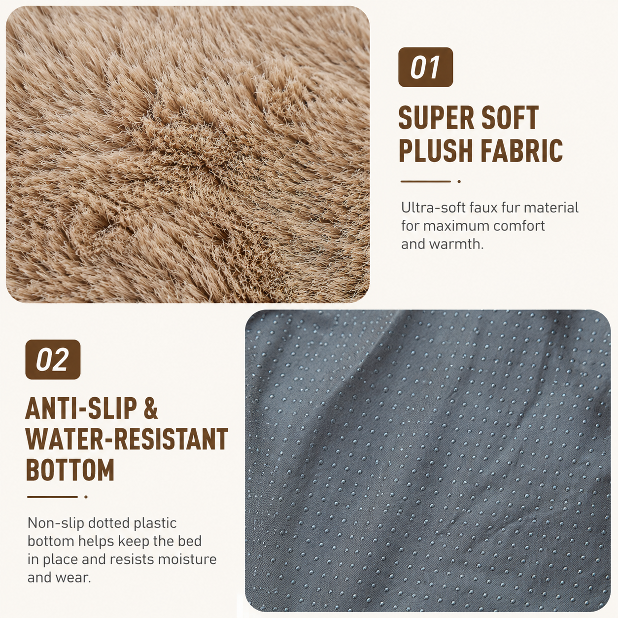 Brown Bubble Plush Pet Sofa Bed with Removable Cushion M Size 70*55*23 cm โ Ultra-Soft Winter Thickened Warm Pet Nest with Raised Bolster Edges, Washable Plush โ image 6