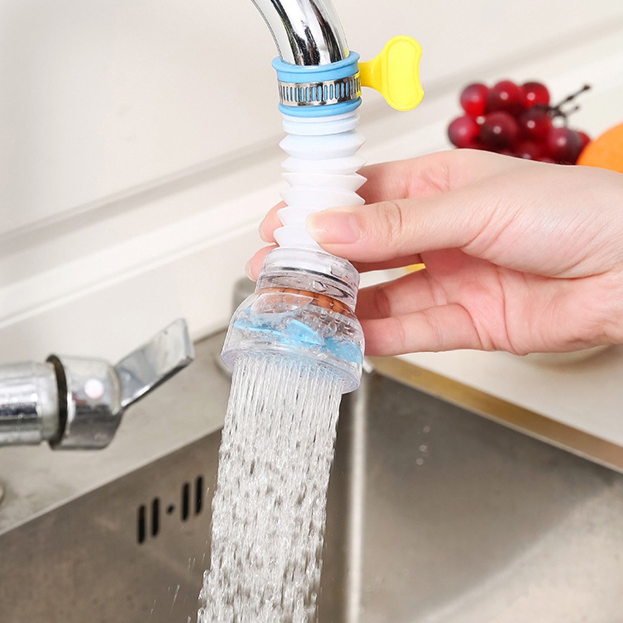 Faucet splash proof head, kitchen water purification filter, extendable and rotatable with vermiculite water-saving showerhead — image 5