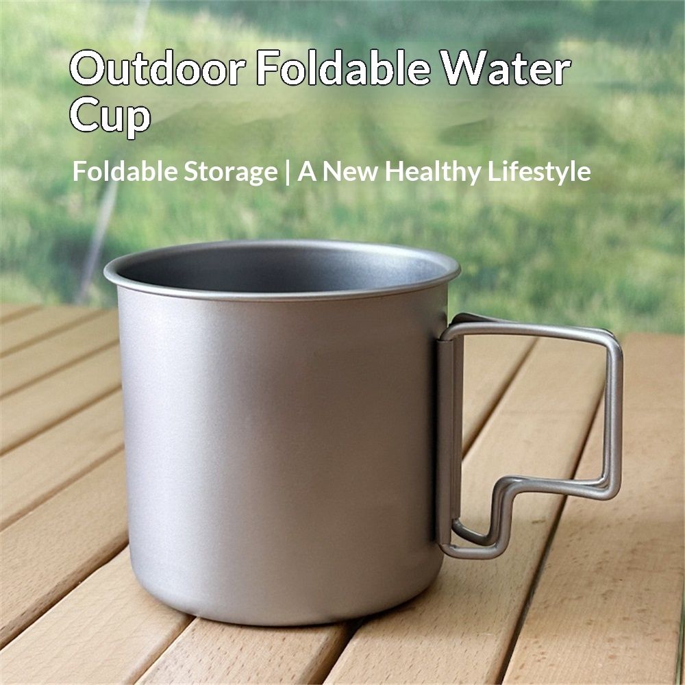 Titanium stainless steel convenient mouth cup, outdoor camping foldable handle cup, travel tea making and boiling cup(8cm) — image 3