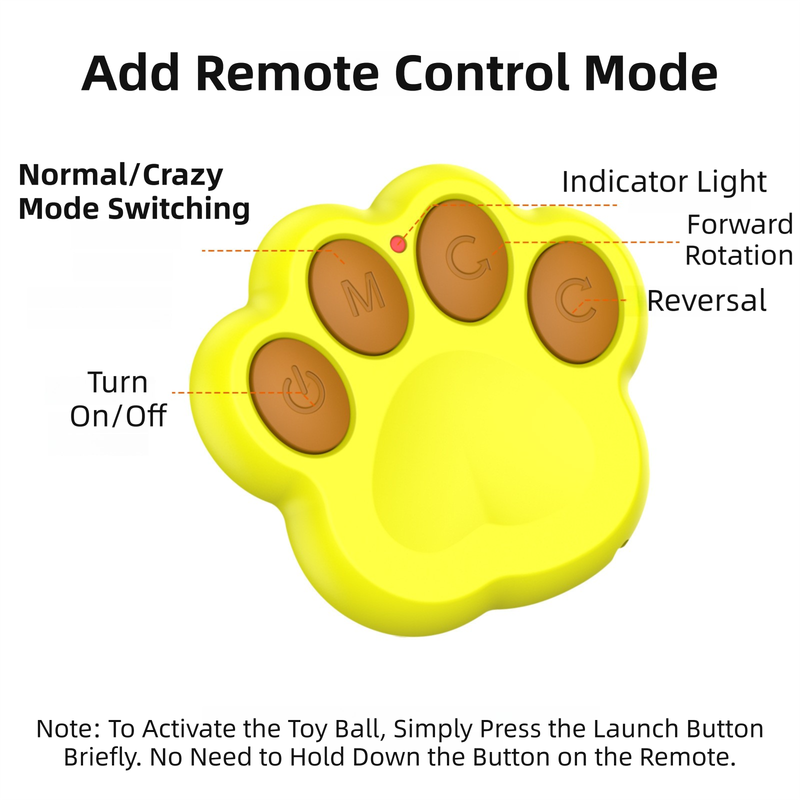 Yellow Durable TPU Smart Interactive Electric Pet Toy Ball With Remote - Automatic Normal & Crazy Mode Bouncing Dog & Cat Chew Toy, Remote Activated — image 6