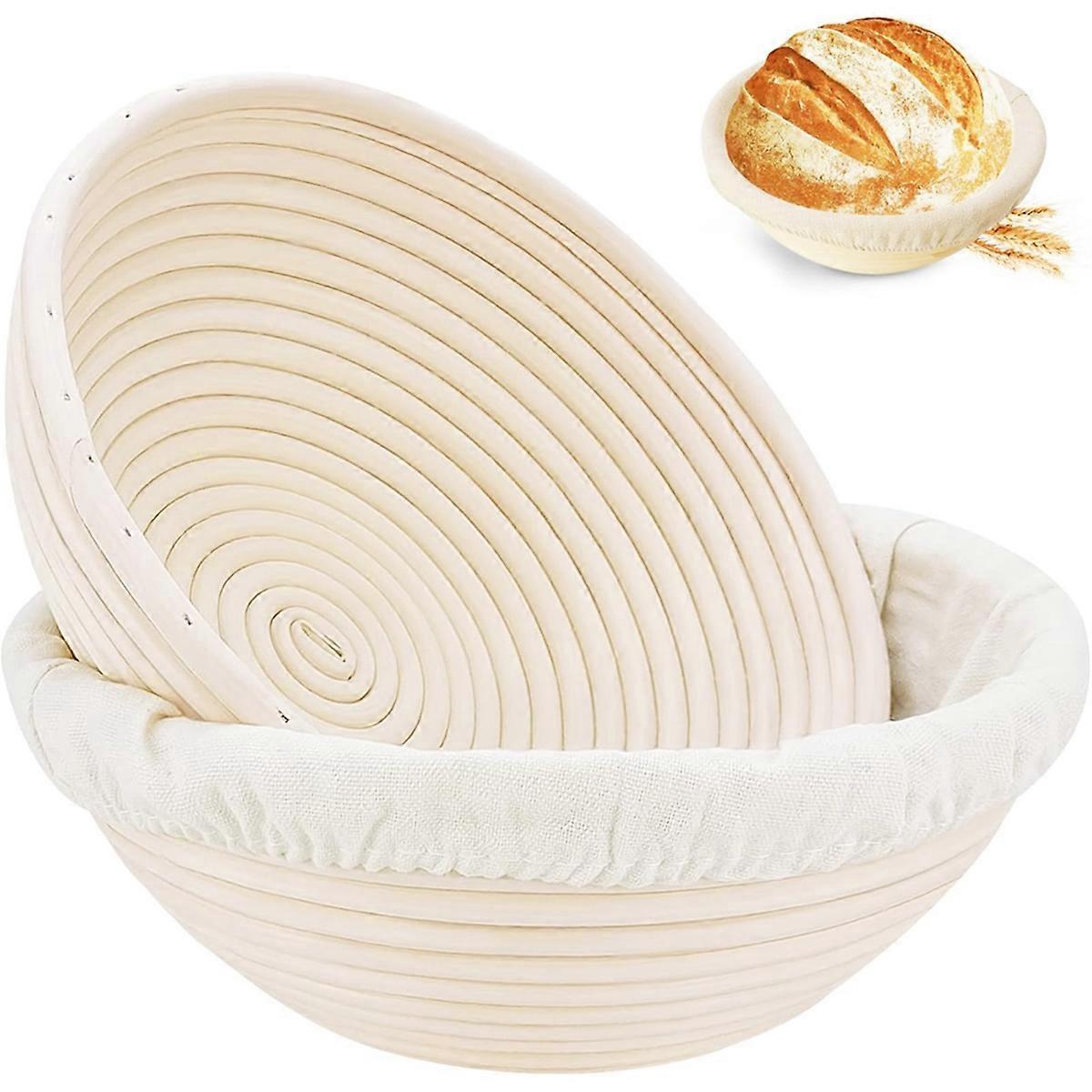 Round Handmade Rattan Bread Proofing Basket 23x8cm Compatible with Artisan Baking โ image 3