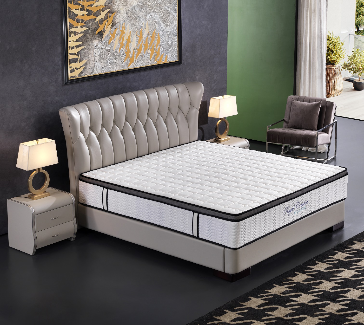 Ergopedic Mattress 5 Zone Latex Pocket Spring Mattress In A Box 30cm - Double - White Grey Black โ image 2