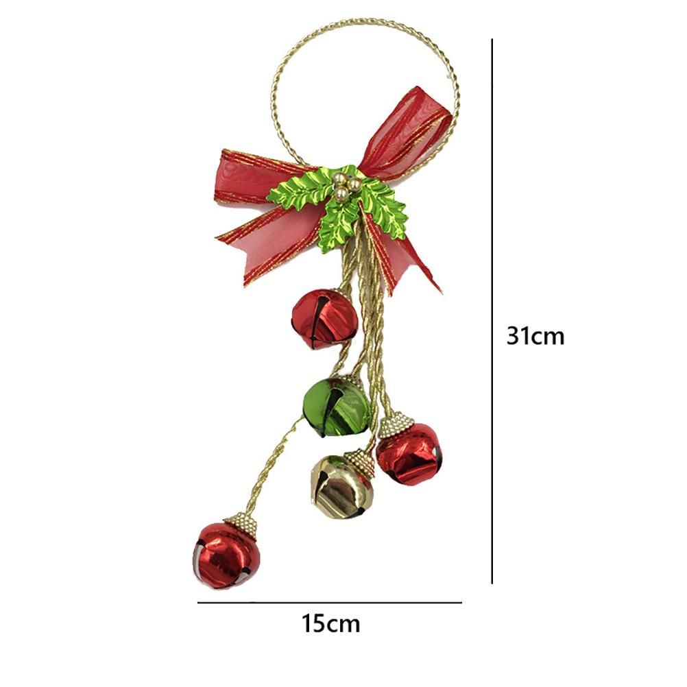 Christmas Ornaments with Bow Christmas Metal Bell Hanging Pendant Xmas Tree Door Hanger โ image 2