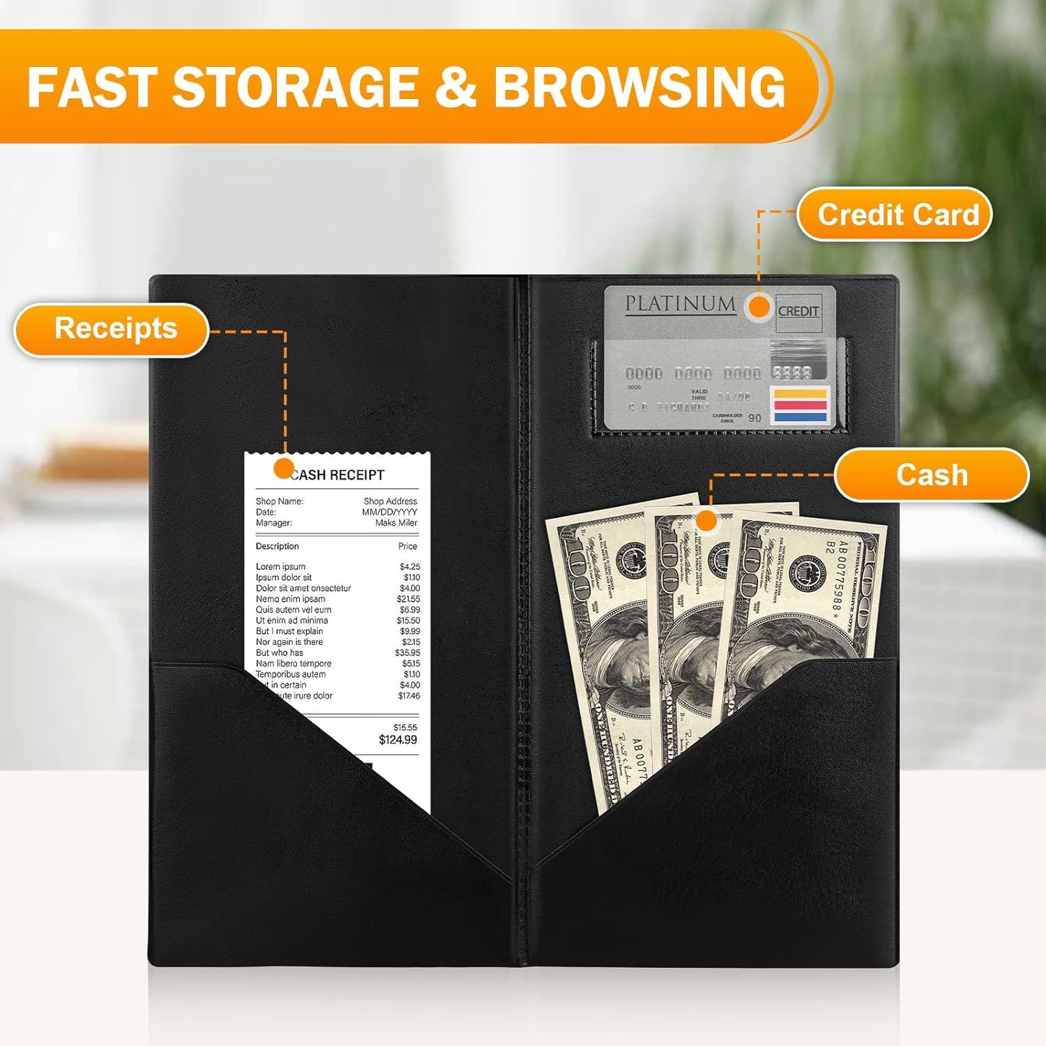 Professional Check Presenters for Restaurants - Black Server Checkbooks with Thank You Imprint for Smooth Payment Transactions, Restaurant Payment Book, and — image 2