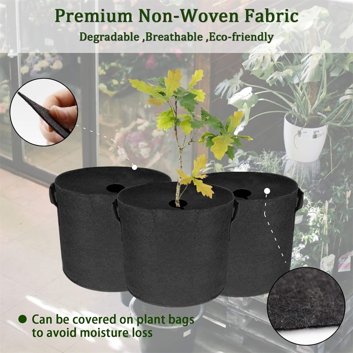 Non Woven Tree Ring, 24.4 inches Round Tree Base Weed Barrier Fabric Cover, Degradable and Reusable Tree Mulch Ring for Landscaping Weed Control, Root โ image 4