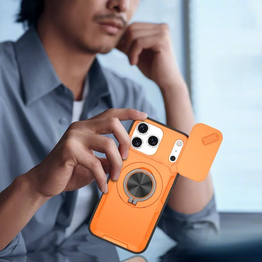 2-in-1 Magnetic Sliding Lens Case, Orange for iPhone 17 Pro Max โ image 4