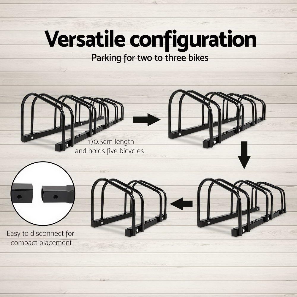 Weisshorn 5 Bike Stand Rack Bicycle Storage Floor Parking Holder Cycling Black โ image 4