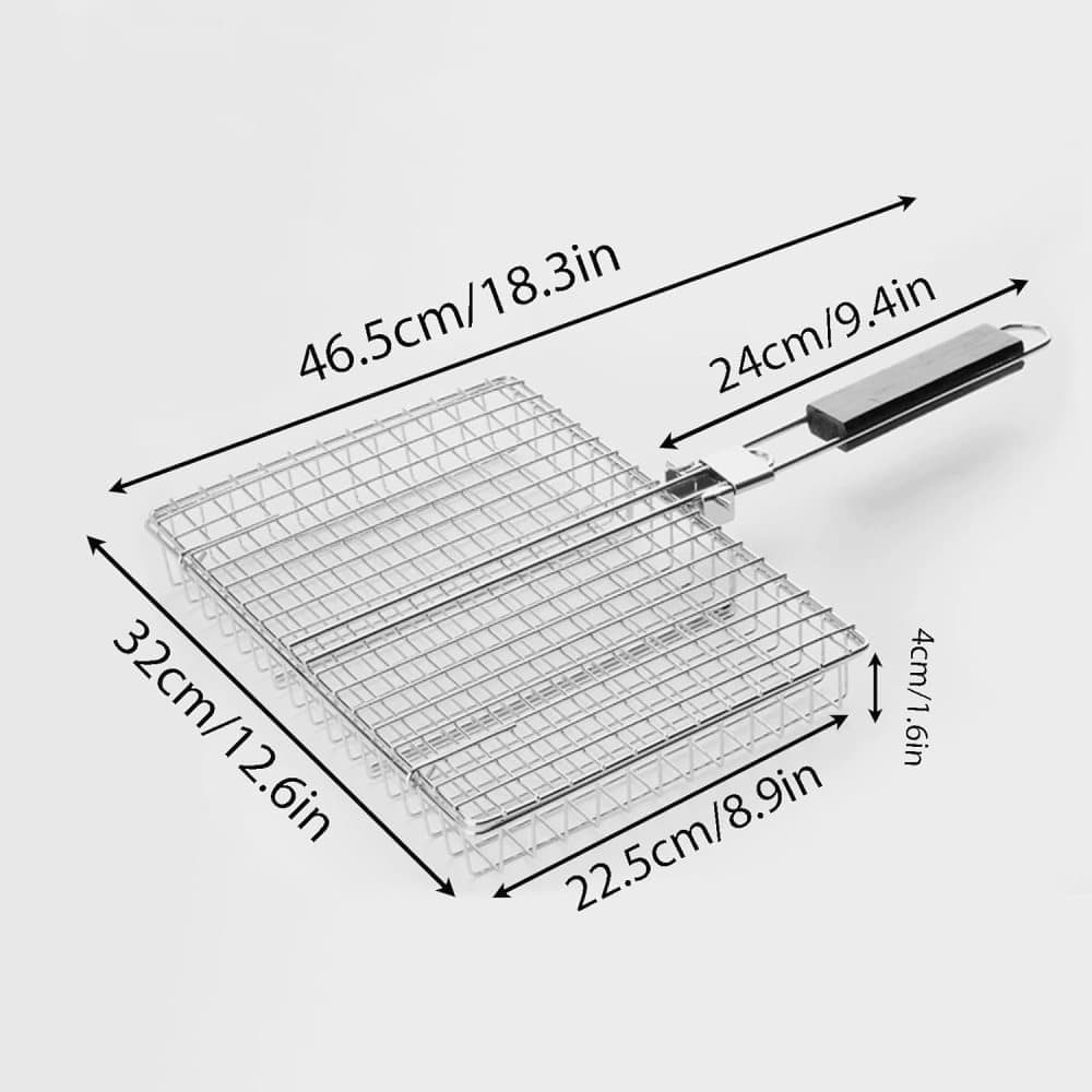 Foldable Grill Basket Stainless Steel for Fish Vegetables and Meat, Compatible with Camping and Outdoors, 46.5 × 32 cm — image 5