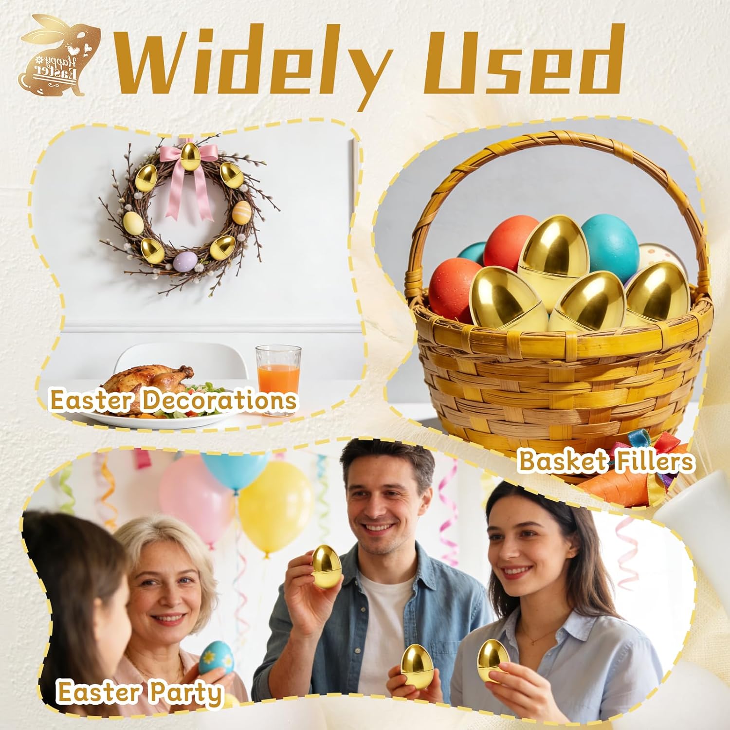 30 Pcs Gold Easter Eggs,2.3" Bulk Plastic Metallic Empty Easter Eggs,Fillable Shiny Golden Easter Egg for Easter Hunt Supplies,Basket Stuffers,Party Favor — image 5