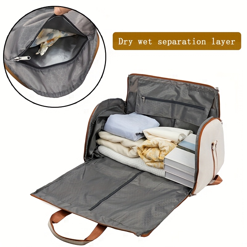 Convertible Travel Garment Bag Large Duffel Suit Carrier with Shoe Compartment & Hidden Backpack Straps Waterproof Light Pink — image 3