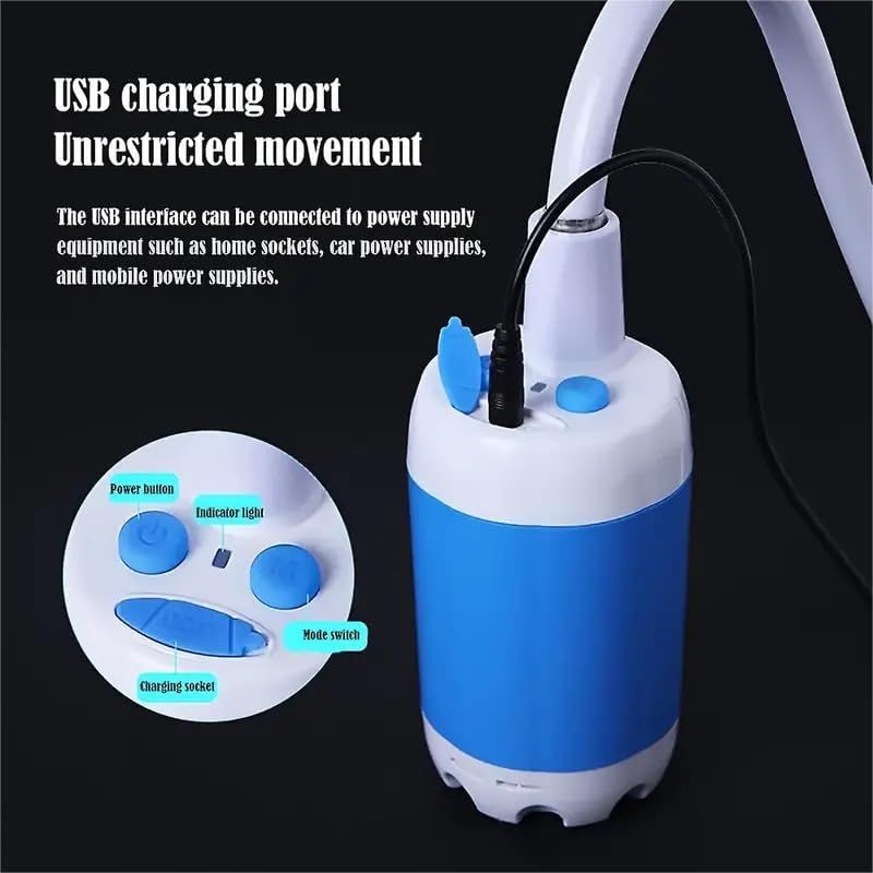 Portable Shower,Outdoor dormitory bath artifact Electric Rechargeable Portable Camping Shower, simple car self-priming shower,pet Shower, Blue(17 × 6.5cm) — image 5