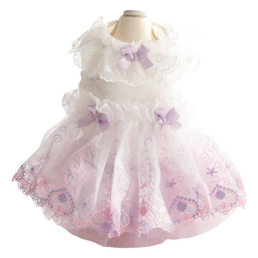 Accope Pet Dress Cotton Princess Style Summer Palace gold M