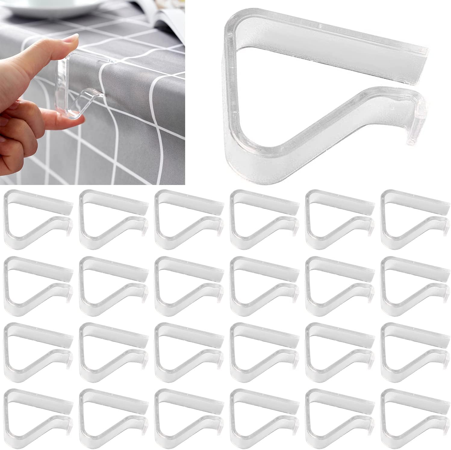 24 Pieces Transparent Tablecloth Clips, Plastic Tablecloth Clips, Windproof Tablecloth Holder Clips, Tablecloth Holder for Christmas, Home, Wedding, Party