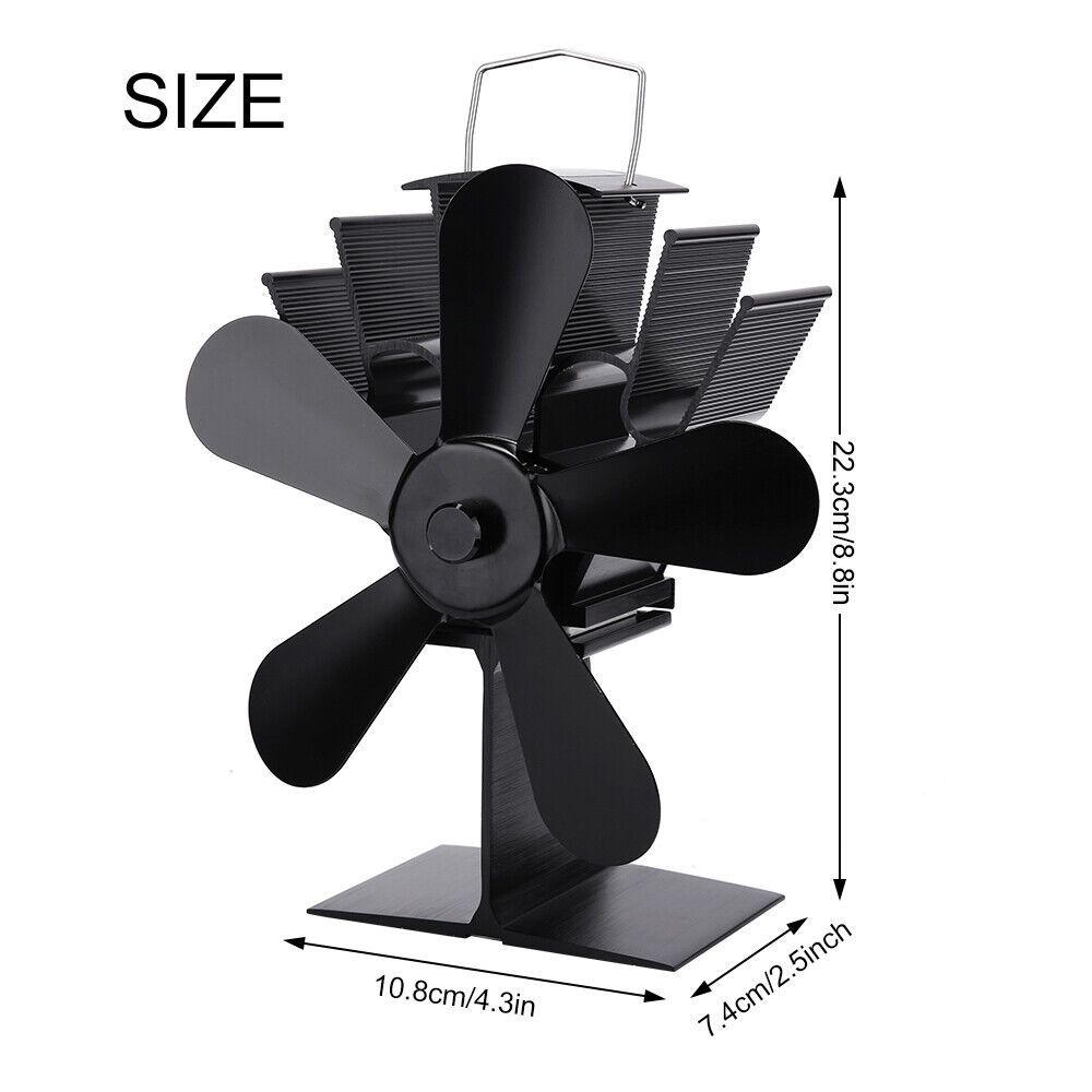 Wood Heater Fan Eco Heat Powered Self-Powered Silent for Fireplace Stove Burner — image 2