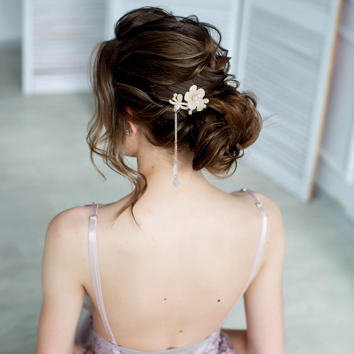 2PCS Chinese Hair Sticks,Lily of the Valley Hairpin Fringed Flowers Decor Hairstick for Women Headdress Fork for Women Hanfu Accessories — image 6