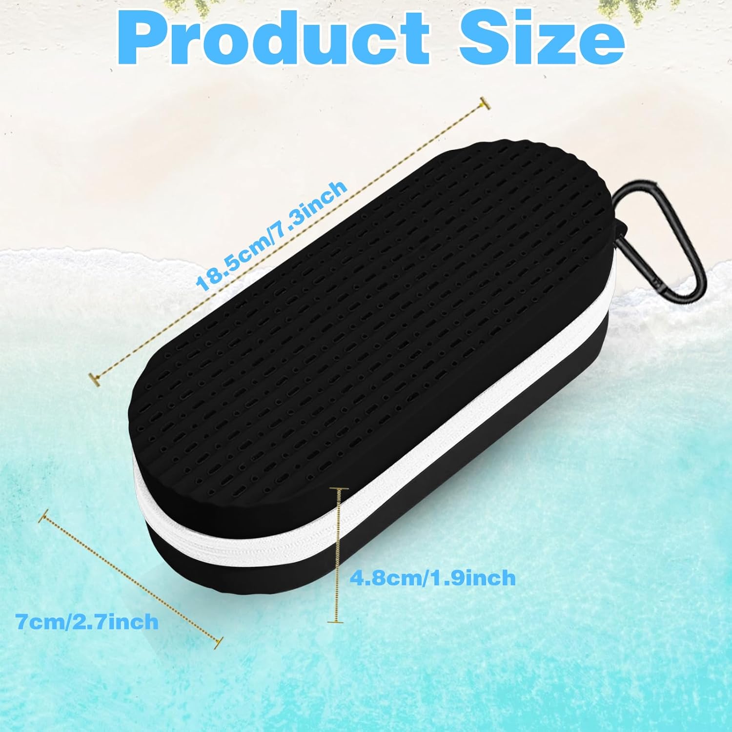 Swim Goggles Case with Drain Hole, Portable Zipper Eye Box with Hook for Goggles Sunglasses Eyeglass (Black) — image 2