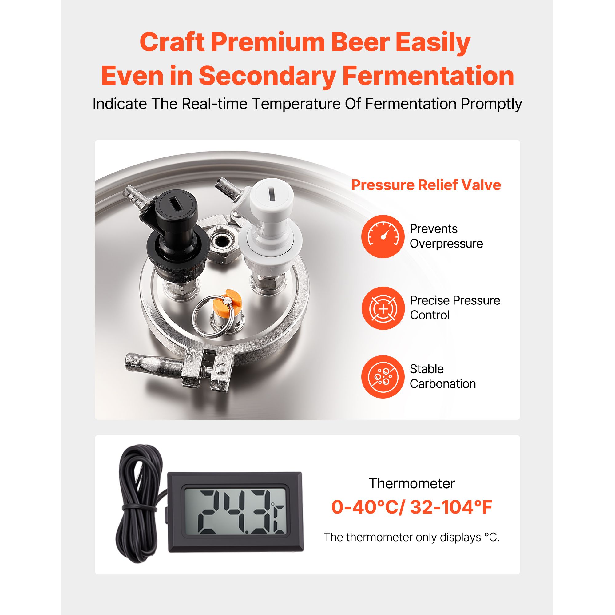 Stainless Steel Conical Fermenter, 8 Gal/30L Home Brewing Fermenation Tank, Brew Bucket Fermentor with Conical Bottom, 3 Adjustable Legs, Lid, Handle & — image 3