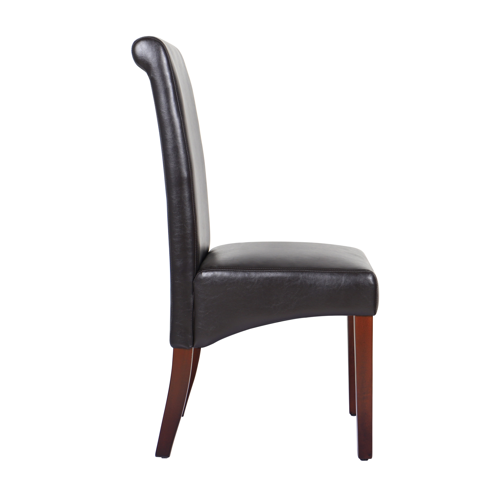 2x Wooden Frame Brown Leatherette Dining Chairs with Solid Pine Legs — image 3