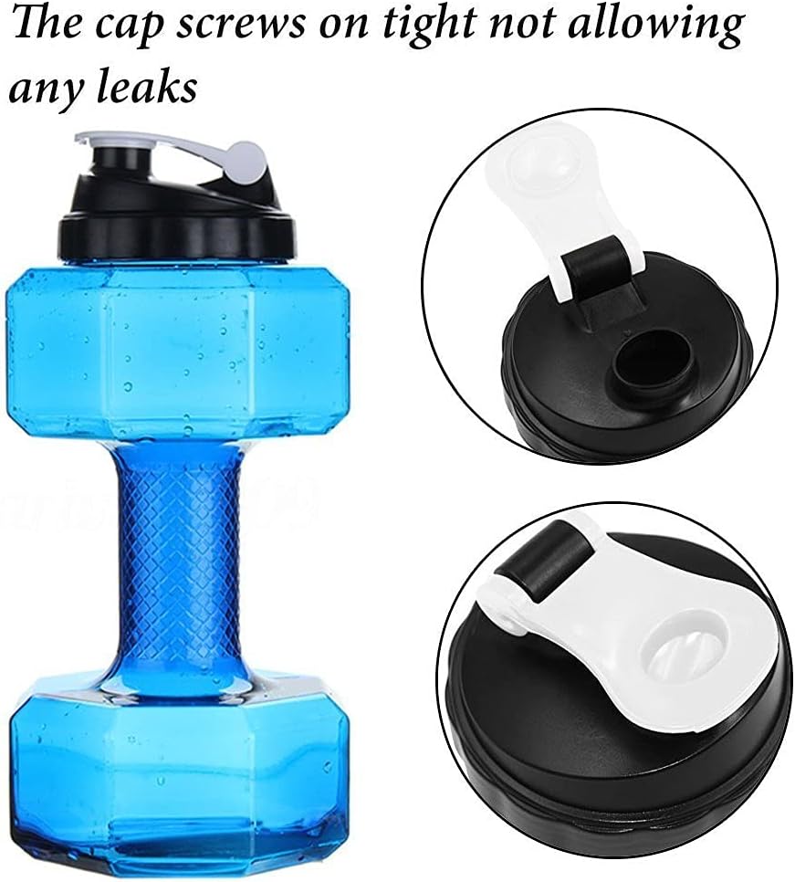 75 Oz (2.2 L) Dumbbell Shaped Water Bottle | Big Capacity | BPA Free | Flip Top Leak Proof lid | Blue — image 4