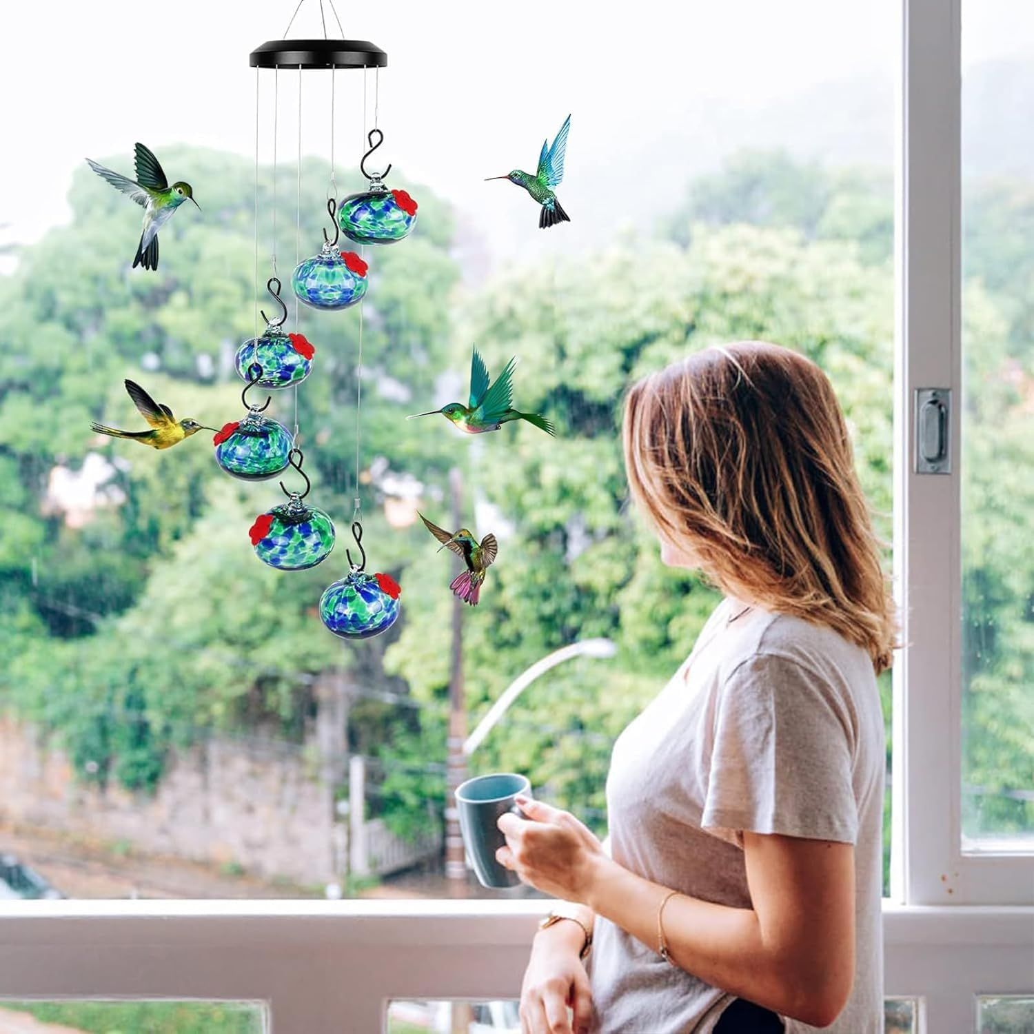 Charming Wind Chimes Hummingbird feeders, Hummingbird Feeders for Outdoors Hanging Ant and Bee Proof, Wind Chime — image 4