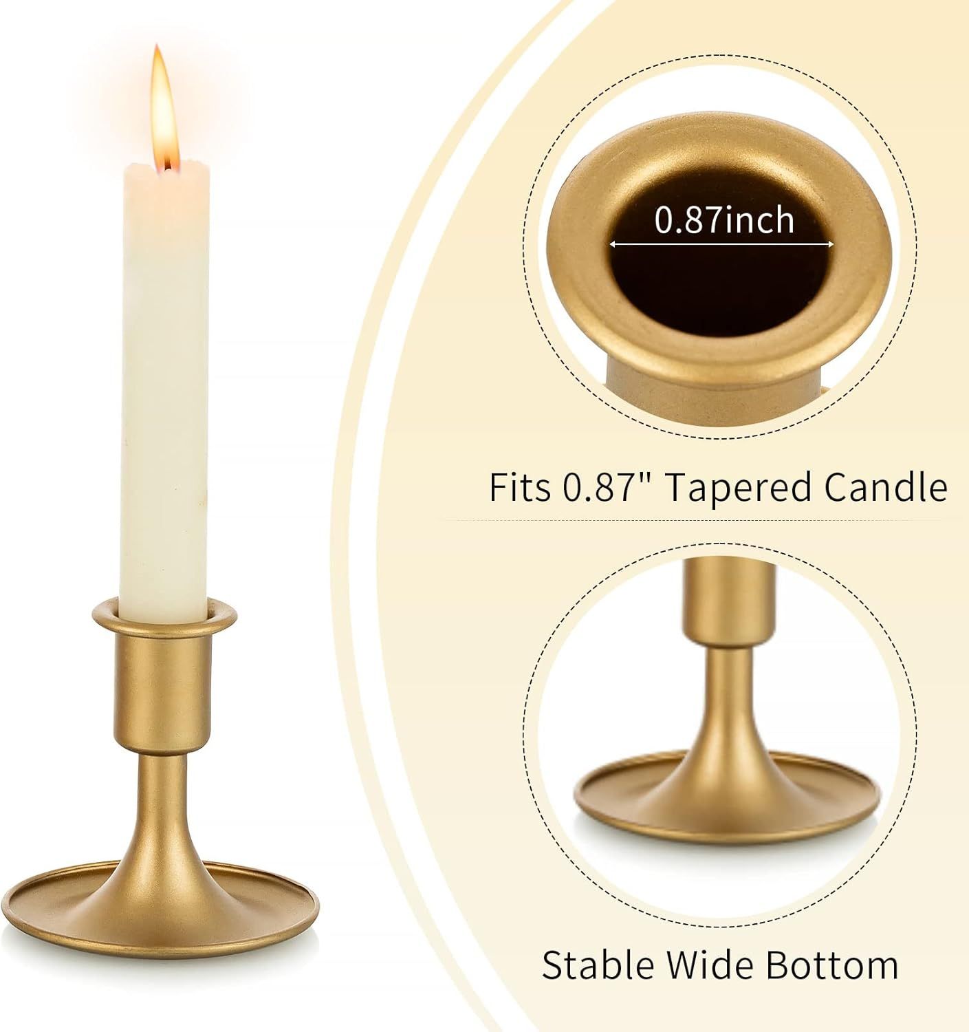 Candlestick Holders Taper Candle Holders, Gold Candle Stick Candle Holder for Table Centerpiece, Wedding Reception, Festive Christmas Mantel Decoration or Home โ image 6