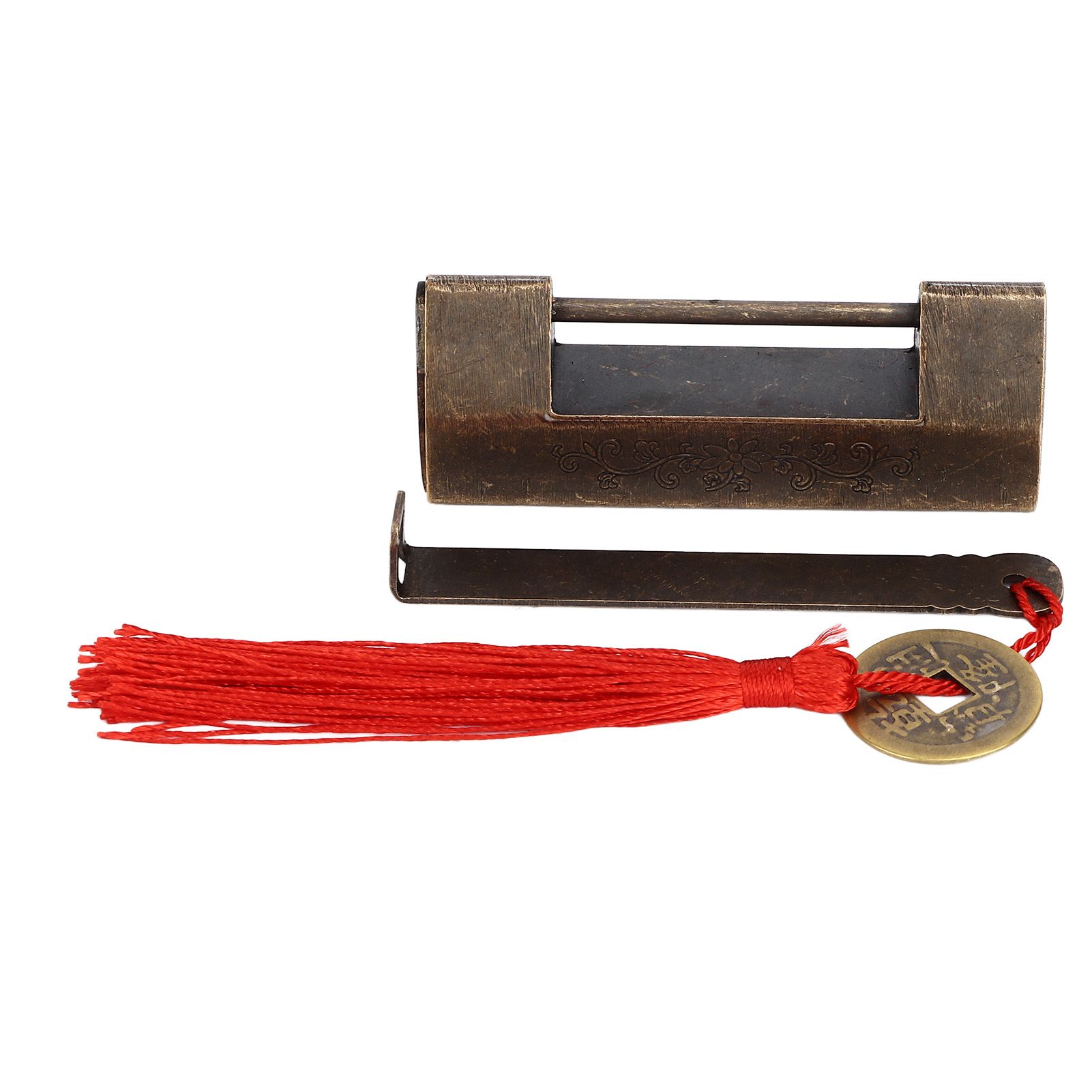 Antique Chinese Padlock 1.7in Spacing Durable Fadeless Brass Vintage Widely Used Chinese Style Padlock for Box Cabinet — image 4