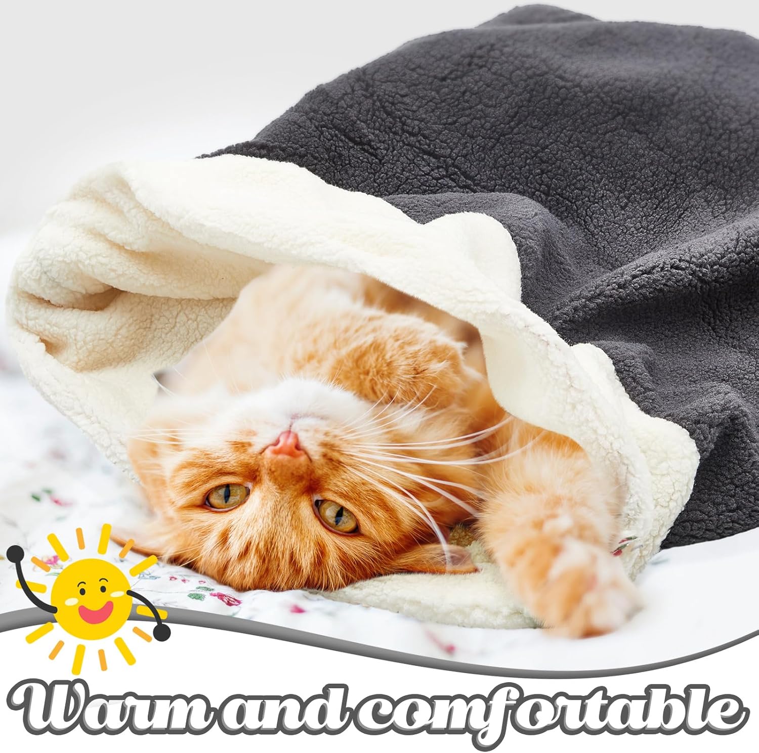 2 Pcs Cat Bed Cave Cat Sleeping Bag Kitten Bed Sack pet Cave Warming Pad Sack PET Mat for Kitten Puppy Small Dogs, 24 x 22 Inch — image 2
