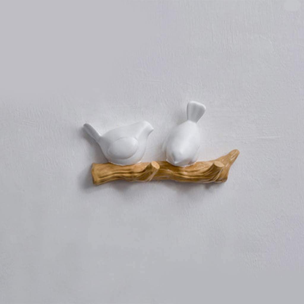 Resin Decorative Birds On Tree Branch Decor Wall Mounted Coat Rack Art Decor Hanger for Coats/Hats/Keys (2 Hooks, White) — image 5