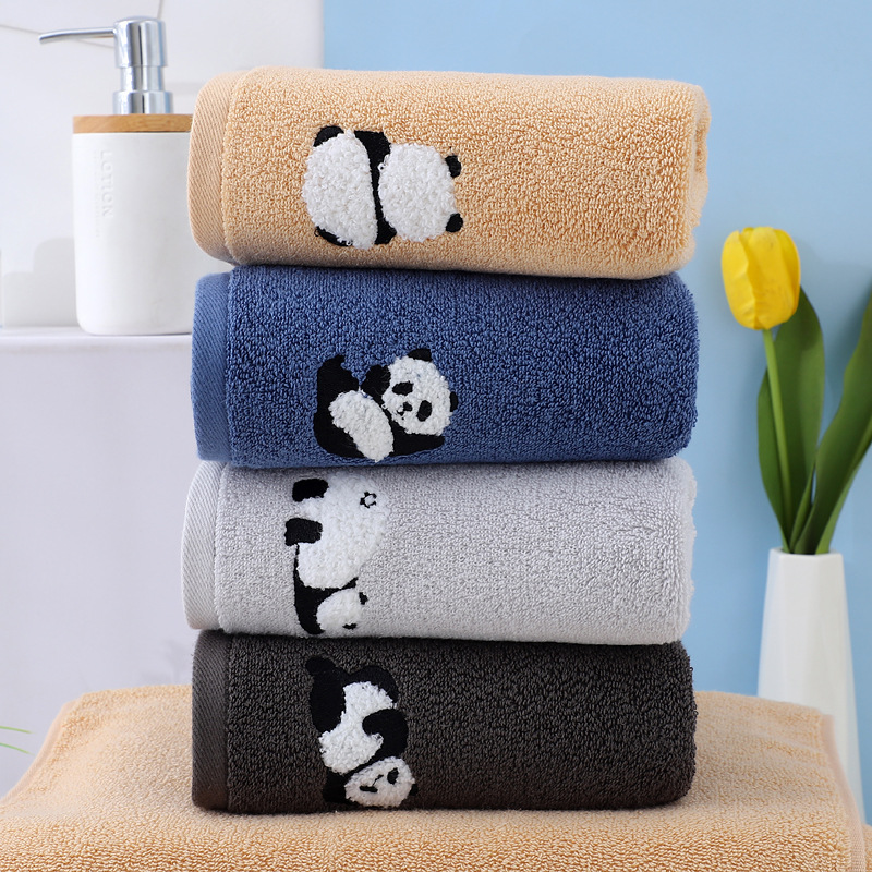 2 Pcs Blue Panda Print Soft Cotton Hand Towel, Super Absorbent Mini Towels, 34x75cm — image 5