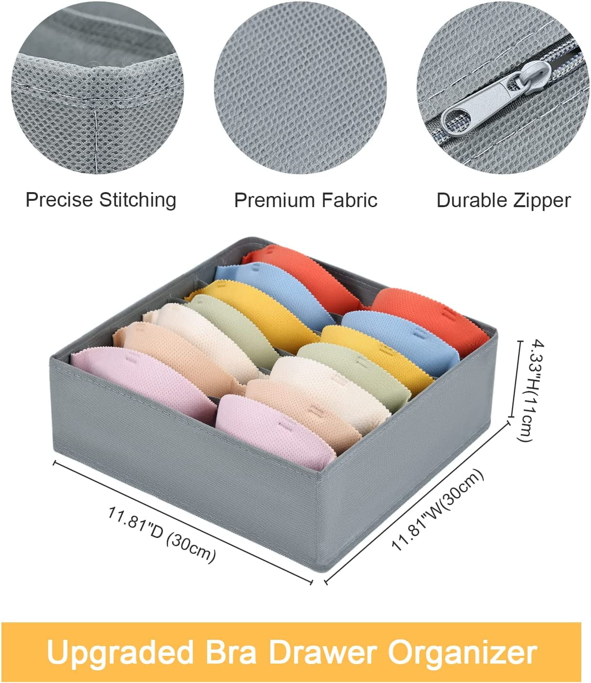 Wardrobe Clothes Organizer for Jeans, Upgraded Drawer Organizers for Clothing with Handle Foldable, Drawer Organizers Clothes(Gray,1PCS-M) 2PCS-7 Cell Beige — image 2