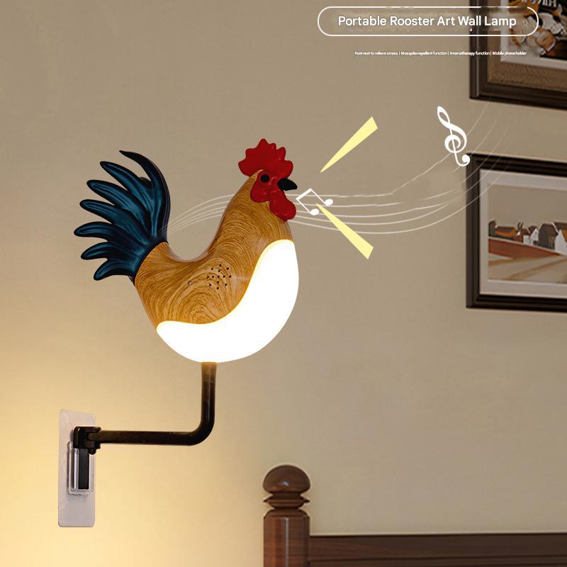 Brown USB Rechargeable Rooster Wall Lamp with Sound, Aromatherapy, and Decorative Design - Creative Nightlight for Bedroom and Corridor โ image 4