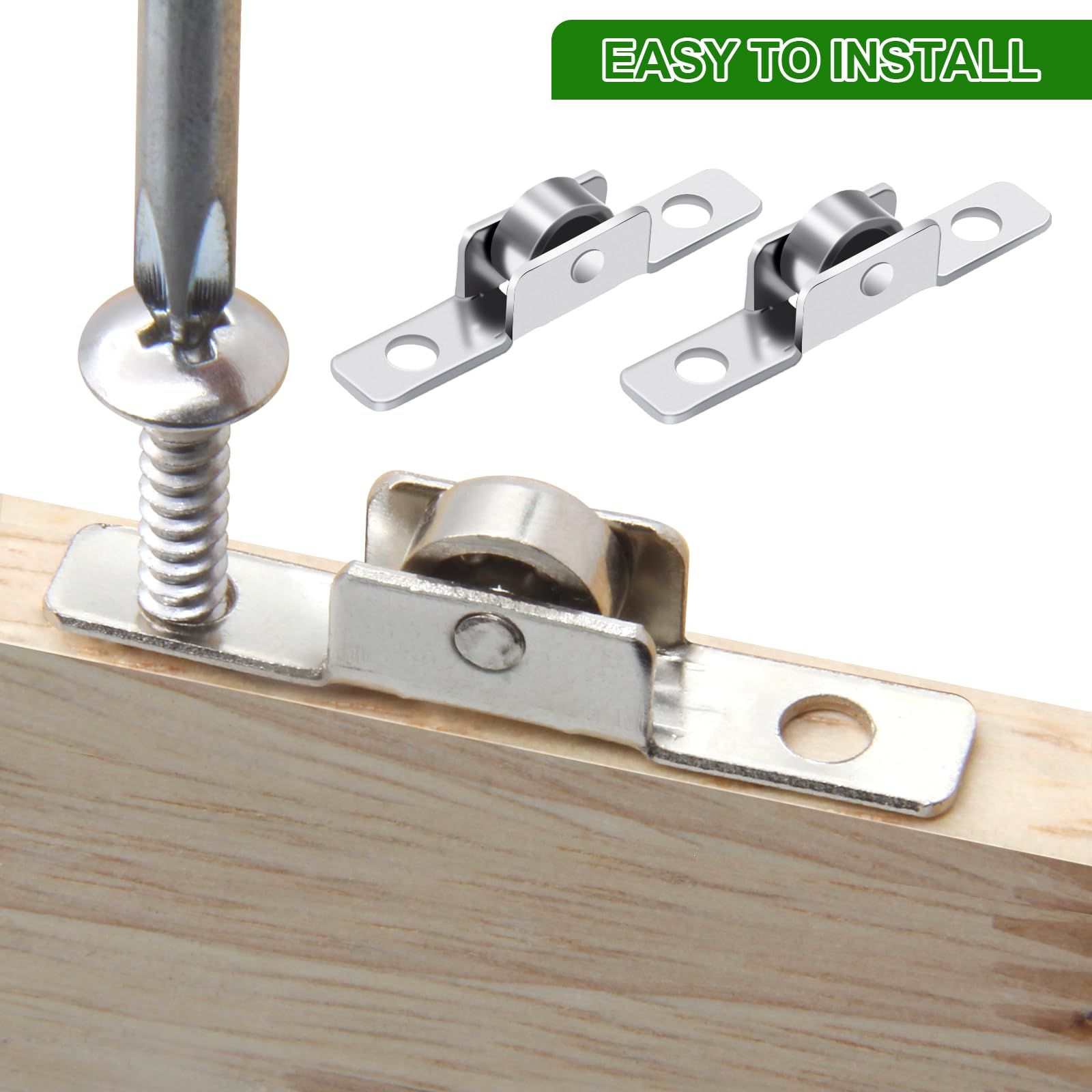 12 Pack 3/8 inch Push-Pull Sliding Window Roller Metal Wheels, Universal Metal Sliding Axles Window Pulley Single Rollers Wheel — image 2