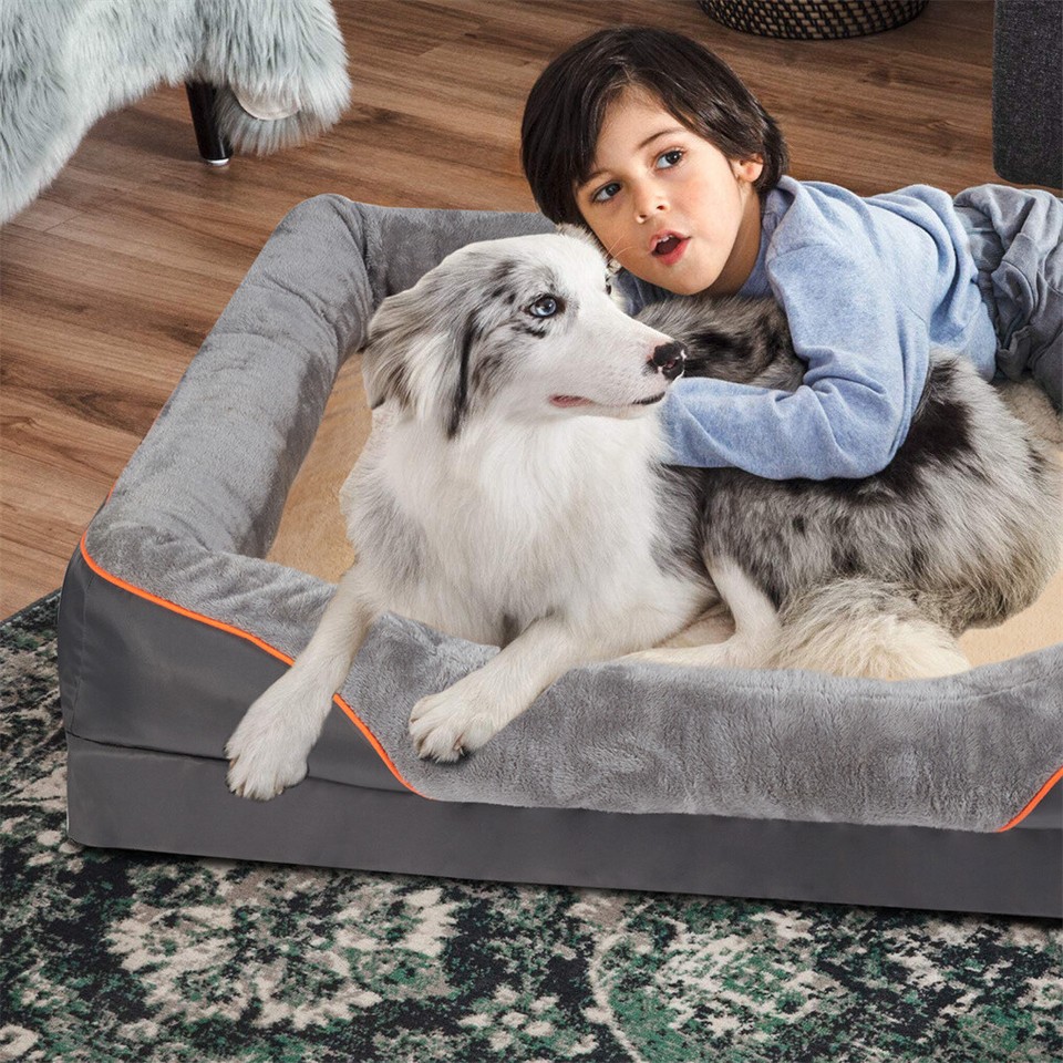 Memory Foam Dog Sofa with Orthopedic Bed & Rim Pillow — image 4
