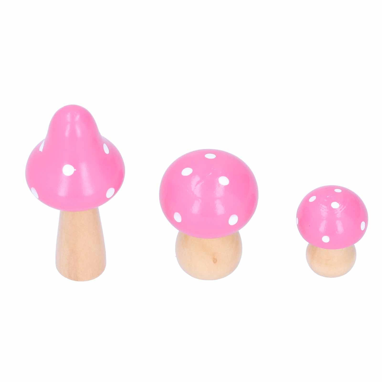 3Pcs/Set Mushroom Crafts Innovative Cute Wooden Ornaments Home Office Desktop DecorationPink — image 5