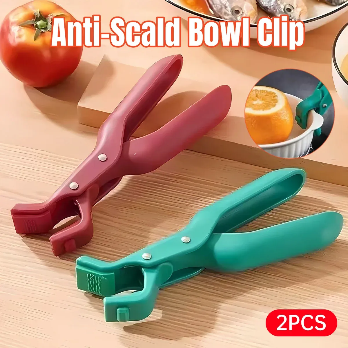2PCS Anti Slip Silicone Heat Resistant Plate Bowl Clip Holder Kitchen Tool - Green — image 2