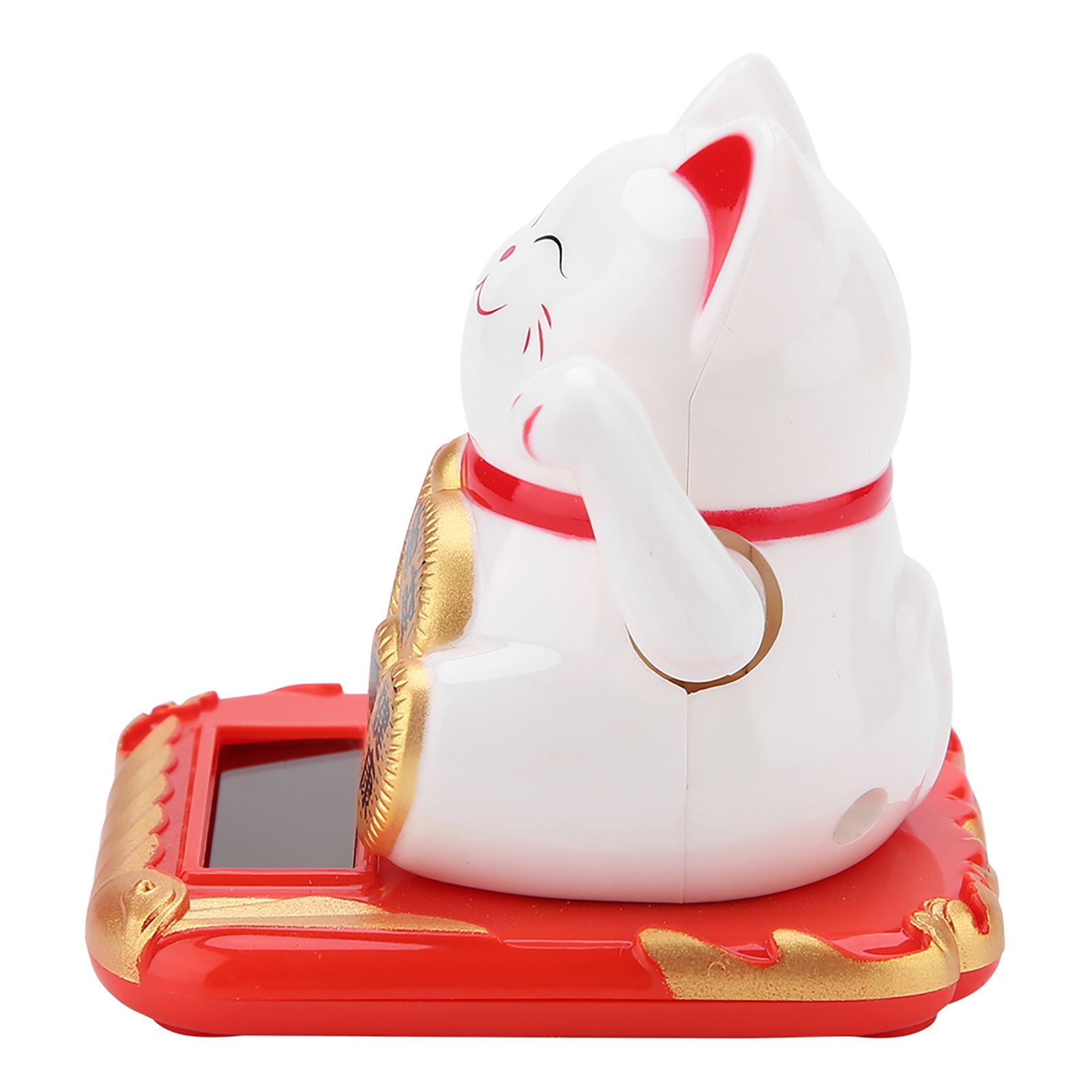 Solar Powered Welcoming Cat Adorable Waving Beckoning Fortune Lucky Cat Home Car Decor(White) — image 4