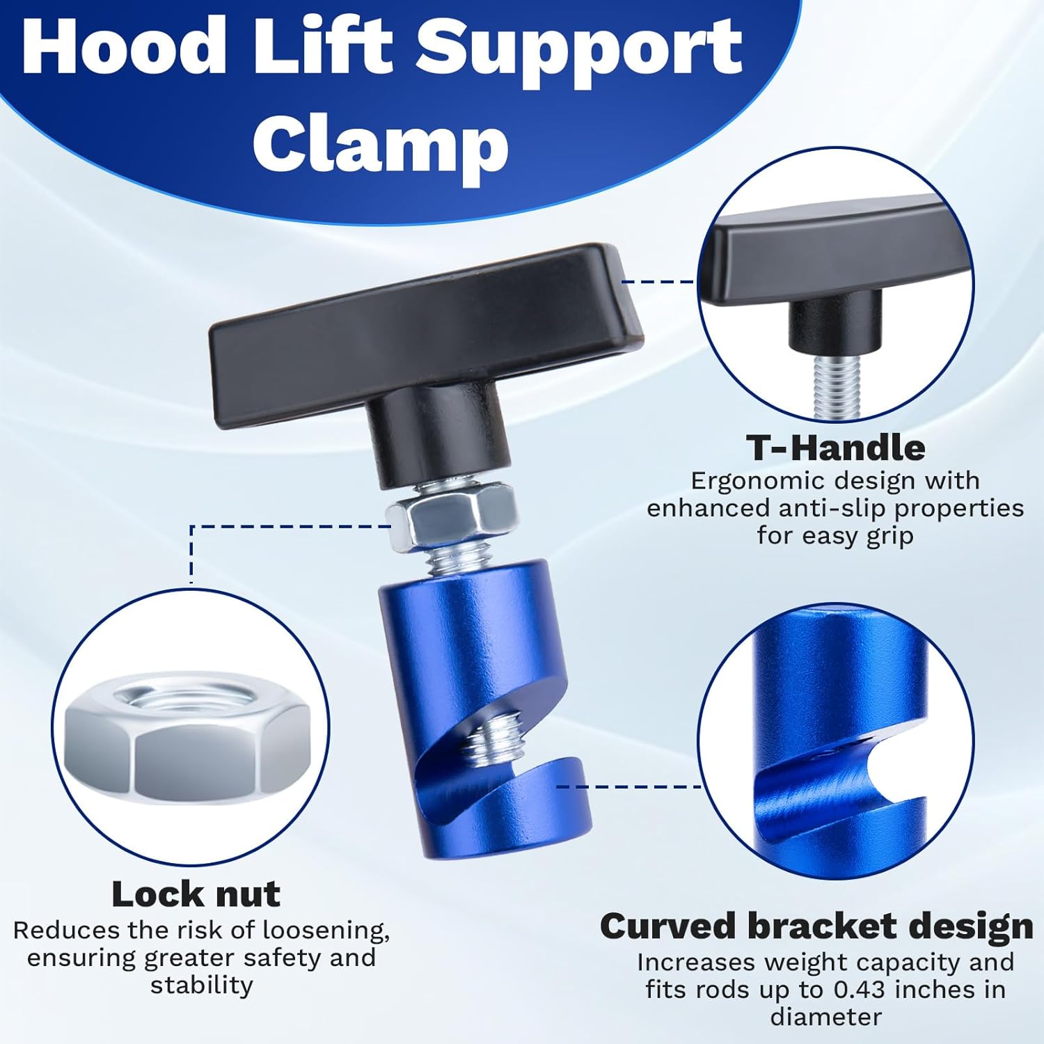 2 PCS Car Hood Prop Struts Clamp, Hood Strut Clamp, Car Lift Support Retaining Clip, 0.43 Inch Hood Lift Support Clip for Car, Automotive Tools for Tailgate — image 6