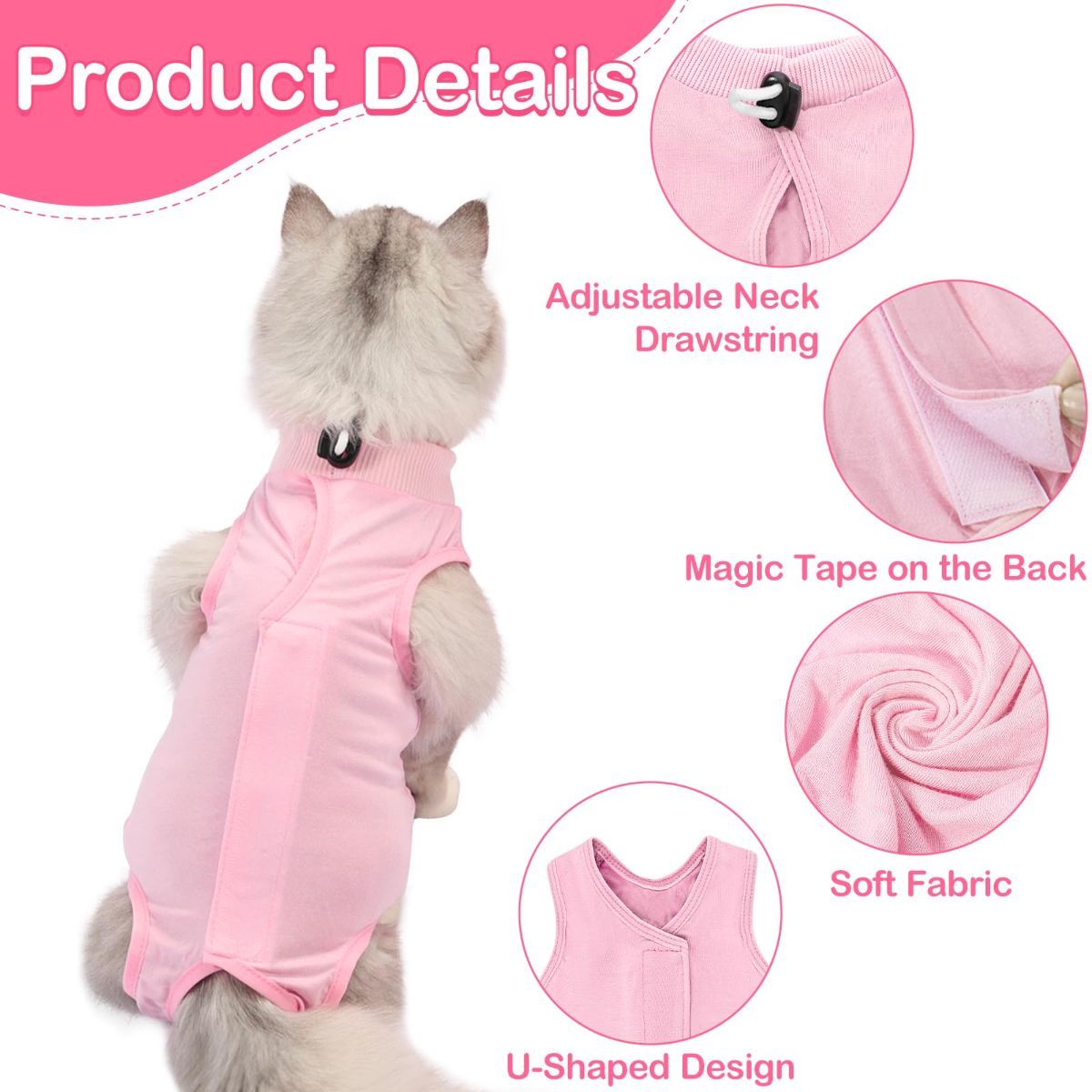 Cat Recovery Jumpsuit Abdominal Wound Protection Post-Surgery Cat Clothing - Blue - Size S(Above 16 oz) โ image 5