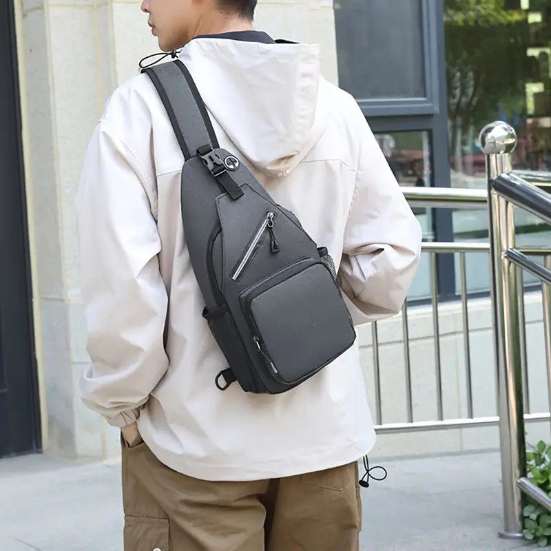 New Men's Chest Bag Lightweight Oxford Crossbody, Water-Resistant Durable Anti-Burden Shoulder Pack, Minimalist Casual Commute Cycling Sports Sling Bag(RED) โ image 2