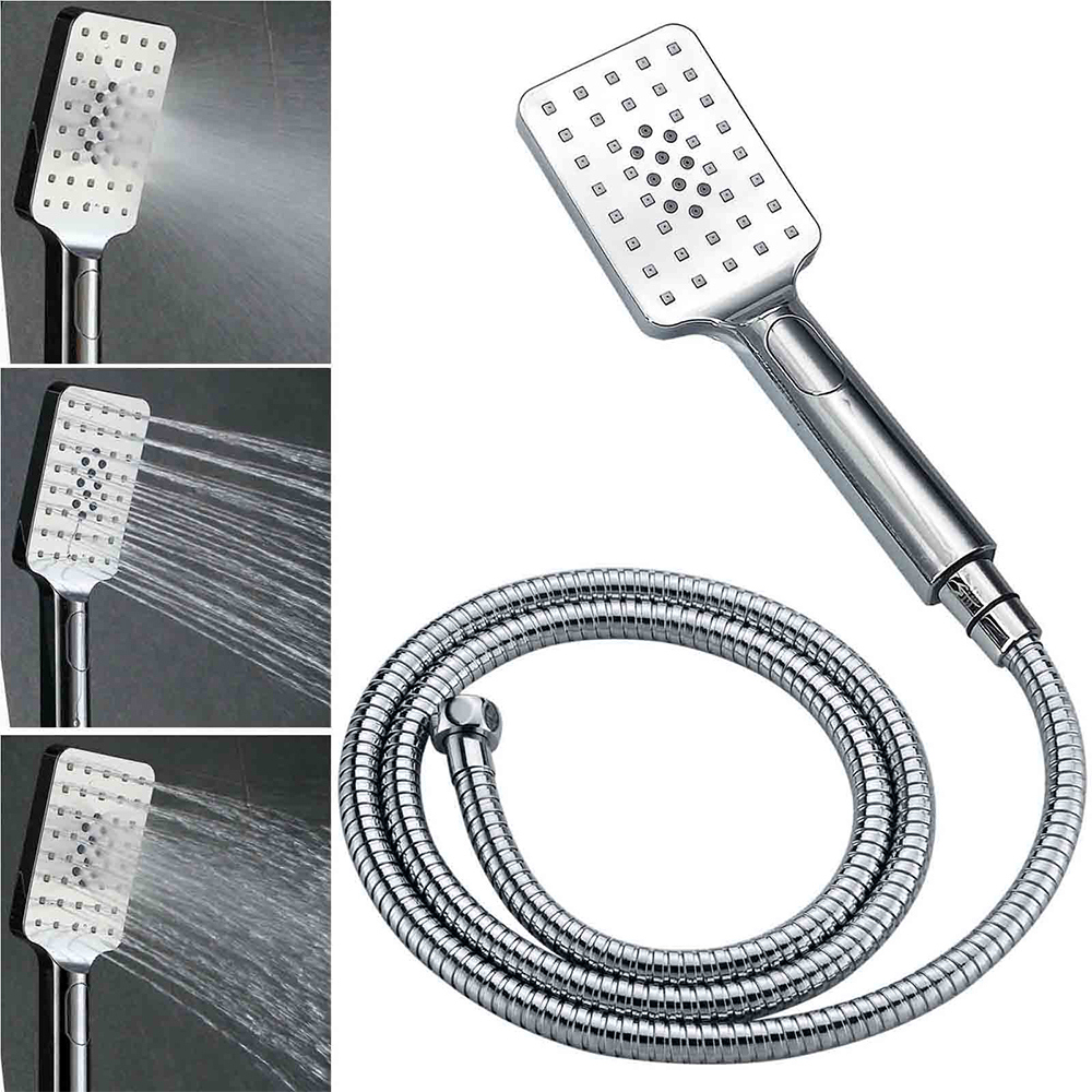 Chrome Square 10" Twin Shower Head Handheld Sliding Rail Set Wall Inlet Diverter Twin Taps โ image 6