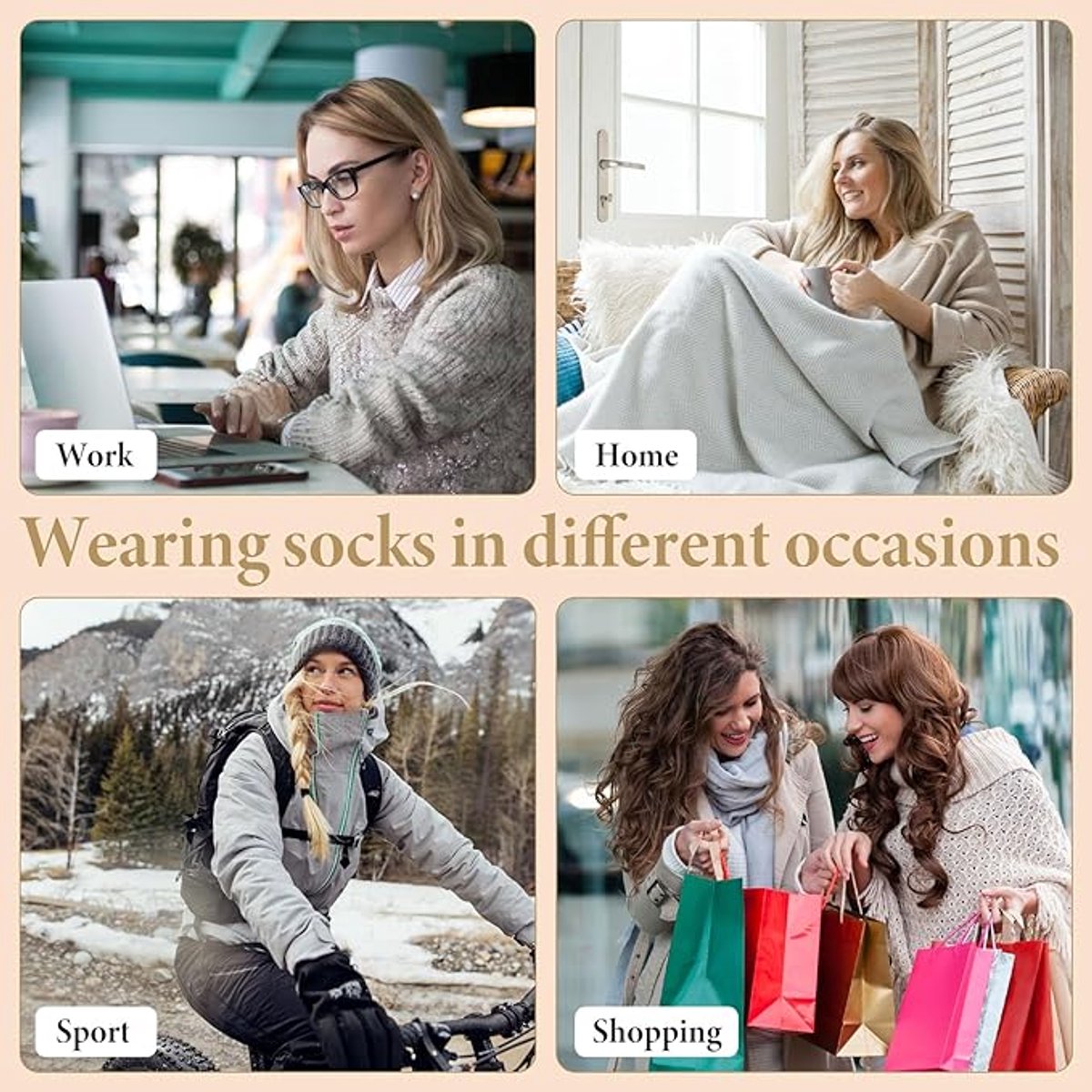 Pairs Women's Cotton Knee Socks - Moisture-Wicking - Winter Knee Socks Warm Long Boots - Seamless - Warm Knee Socks - Women's Warm Socks - Comfortable — image 2