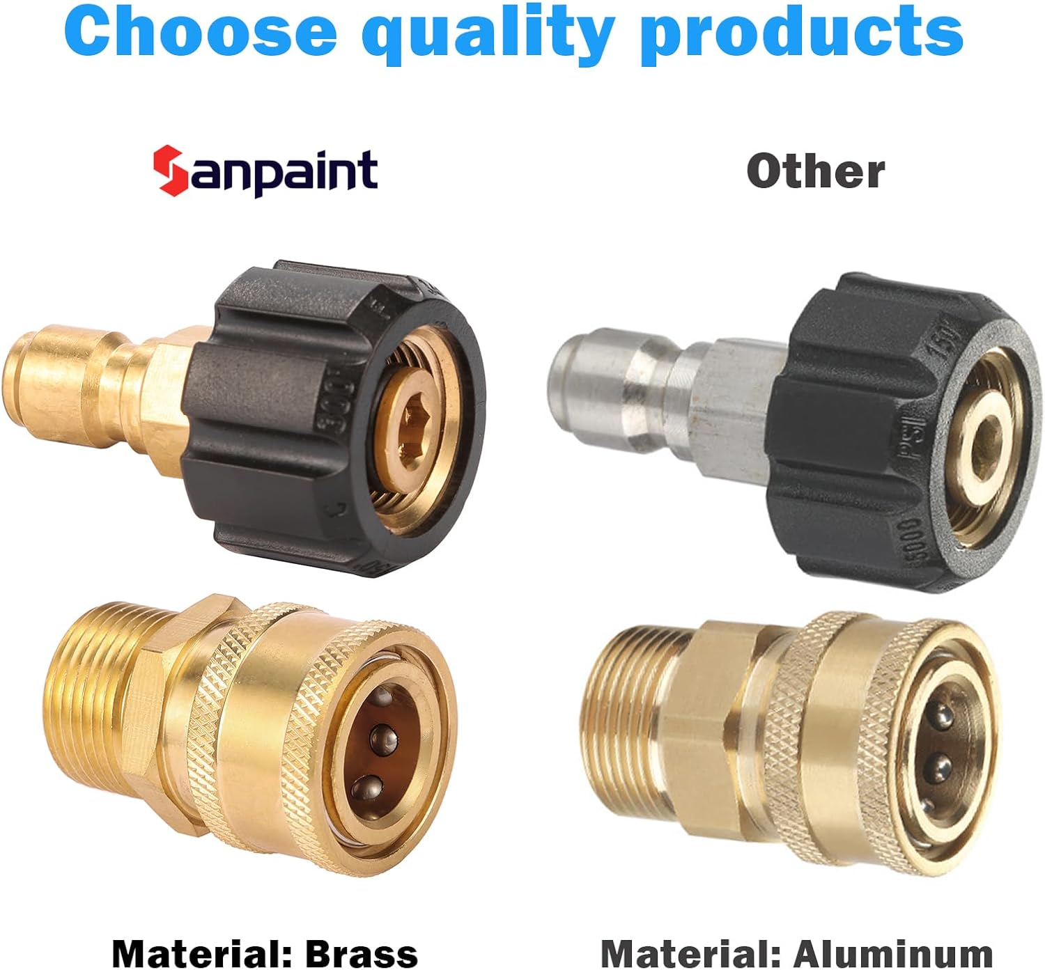 Pressure Washer Quick Connect Fittings, Quick Connect Kit M22 14mm to 3/8 Inch, 2 Pieces — image 5